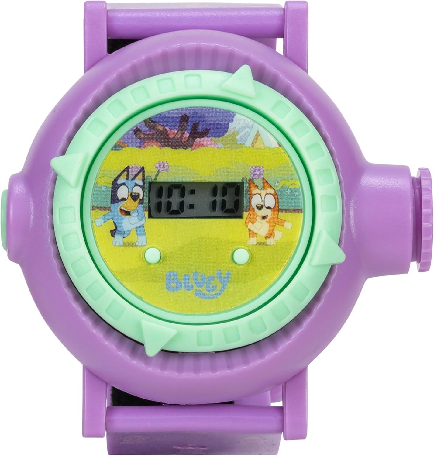 imageBluey Kids Projection Watch with LCD Display 10 Fun Bluey Images LightUp Projector Adjustable Plastic Strap KidFriendly Durable Build Perfect for Young Bluey Fans Fits Wrist Sizes 55quot to 8quot