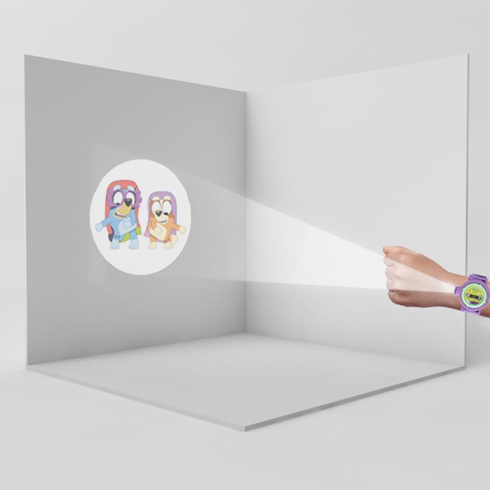 imageBluey Kids Projection Watch with LCD Display 10 Fun Bluey Images LightUp Projector Adjustable Plastic Strap KidFriendly Durable Build Perfect for Young Bluey Fans Fits Wrist Sizes 55quot to 8quot