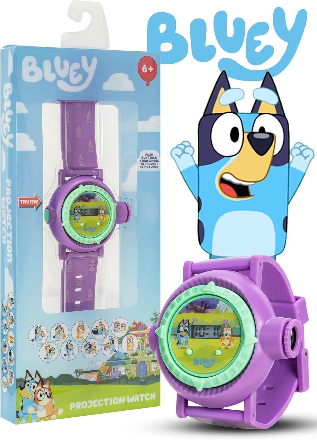 imageBluey Kids Projection Watch with LCD Display 10 Fun Bluey Images LightUp Projector Adjustable Plastic Strap KidFriendly Durable Build Perfect for Young Bluey Fans Fits Wrist Sizes 55quot to 8quot