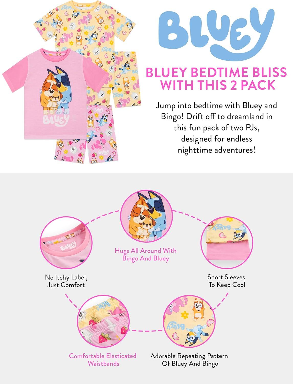 imageBluey Pajamas Bingo Girls Pajamas 2 Pack Pj Sets Pack Of 2 Girls Pajama Set