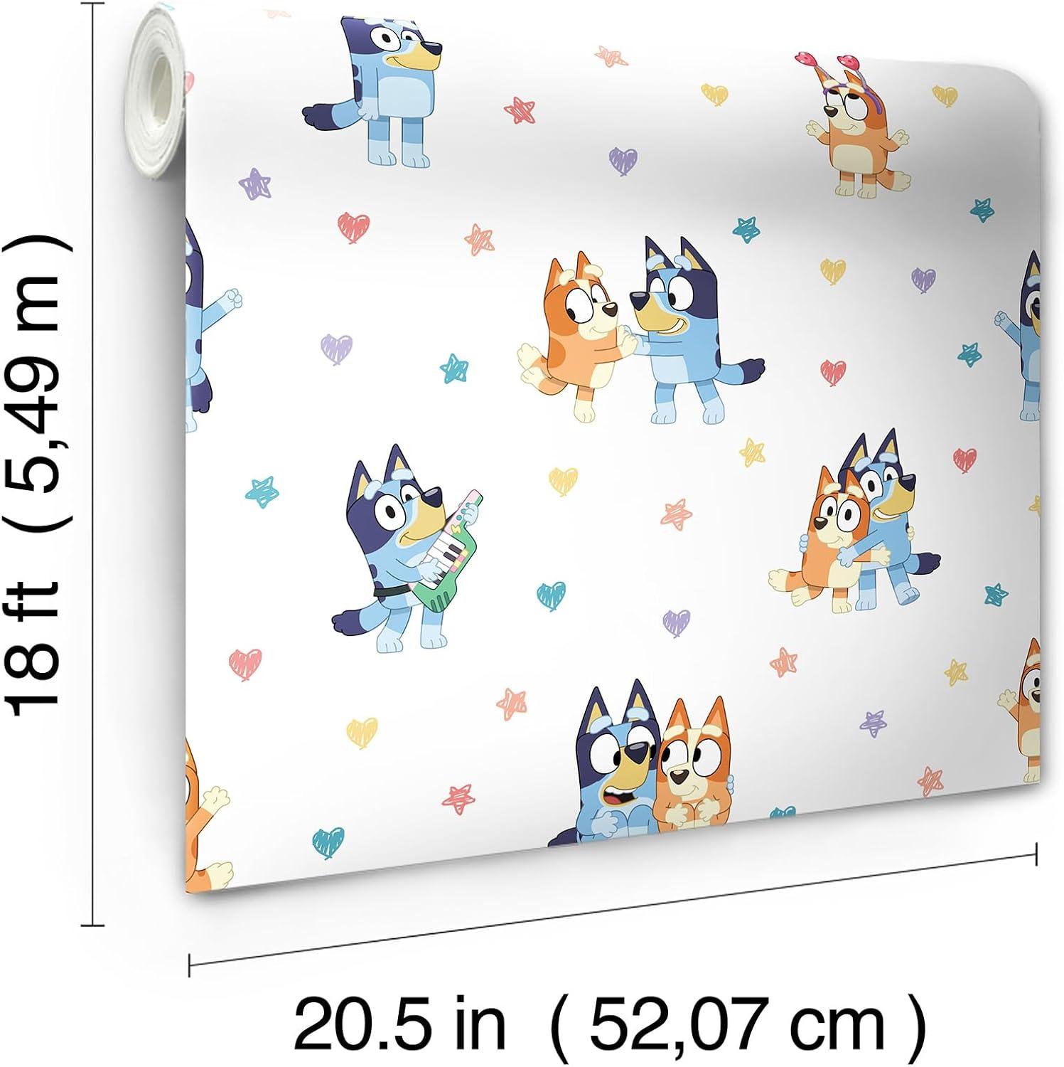 imageBluey and Bingo Hearts Multicolor Peel and Stick Wallpaper RMWS1307