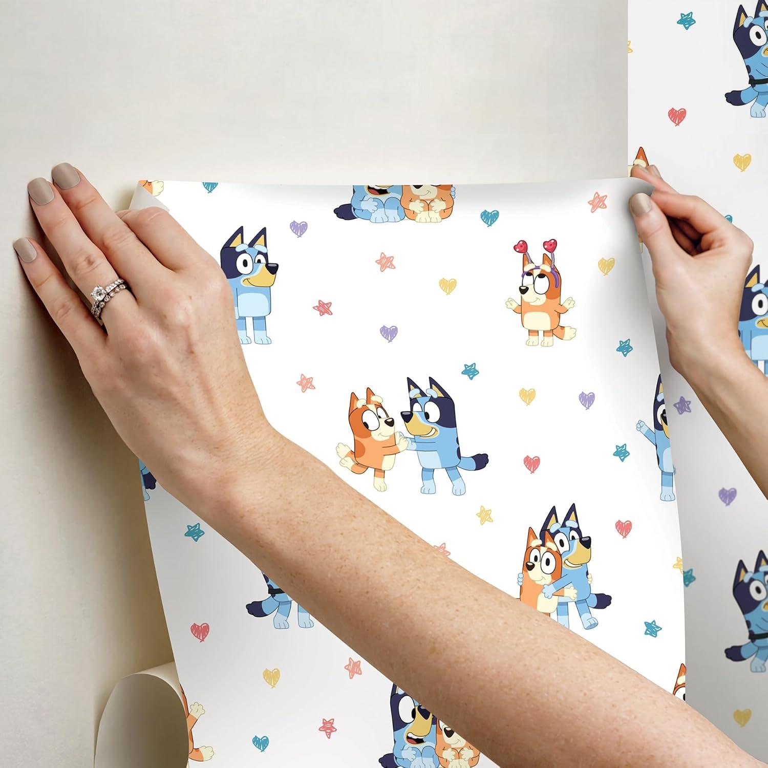 imageBluey and Bingo Hearts Multicolor Peel and Stick Wallpaper RMWS1307