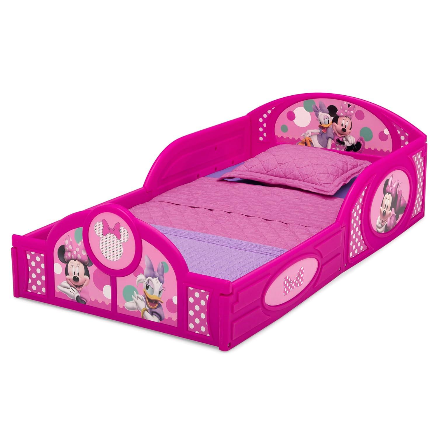 imageDelta Children Bluey 4Piece Toddler RoominaBox Set Includes Sleep and Play Toddler Bed Table 1 Chair and Fabric Toy Box BlueMinnie Mouse