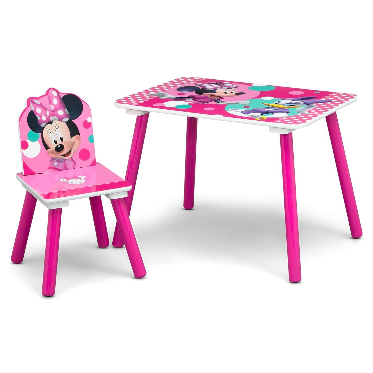 imageDelta Children Bluey 4Piece Toddler RoominaBox Set Includes Sleep and Play Toddler Bed Table 1 Chair and Fabric Toy Box BlueMinnie Mouse