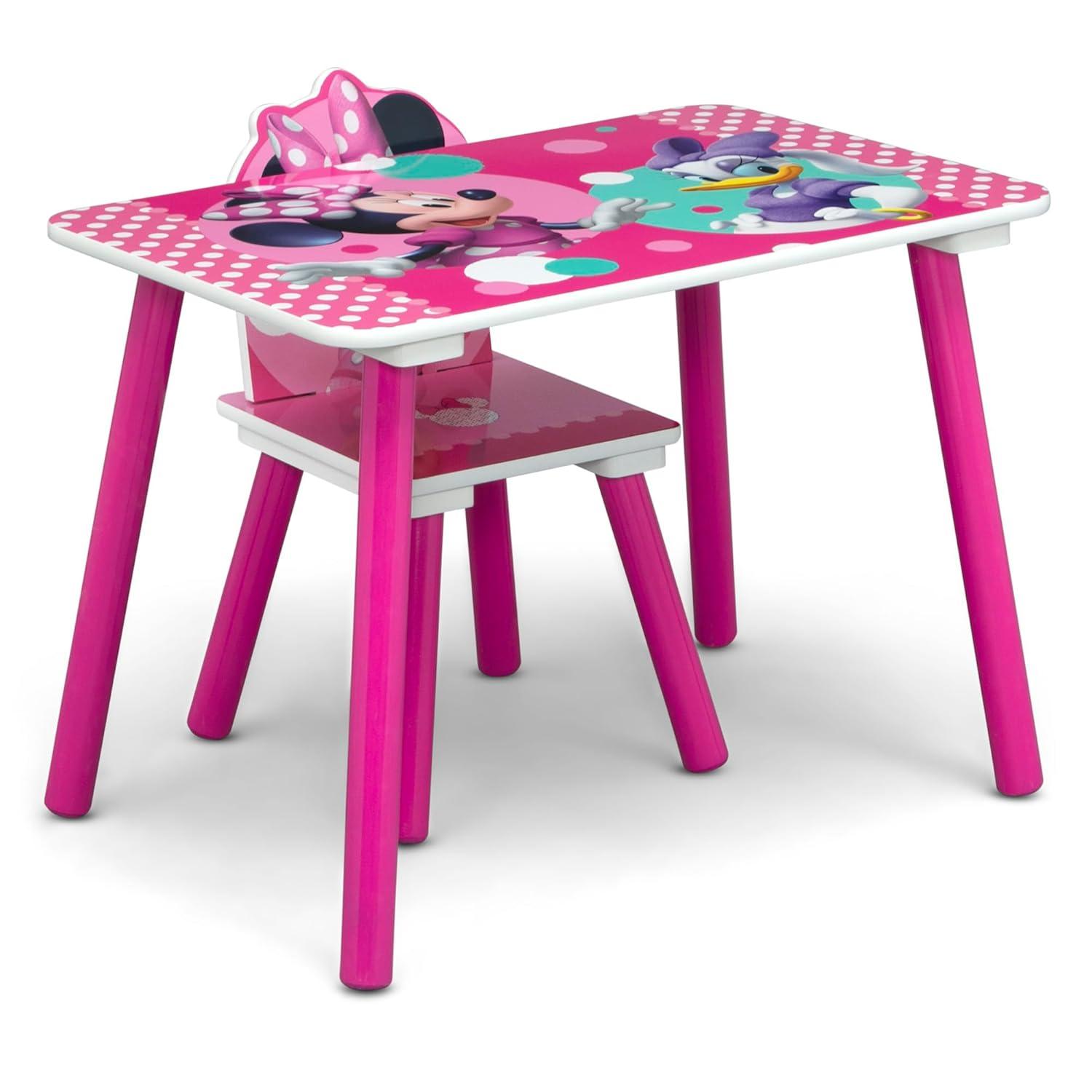imageDelta Children Bluey 4Piece Toddler RoominaBox Set Includes Sleep and Play Toddler Bed Table 1 Chair and Fabric Toy Box BlueMinnie Mouse