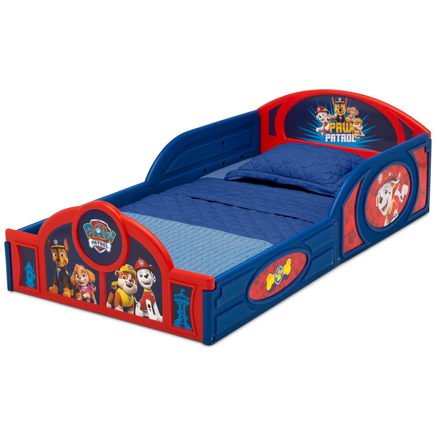 imageDelta Children Bluey 4Piece Toddler RoominaBox Set Includes Sleep and Play Toddler Bed Table 1 Chair and Fabric Toy Box BluePaw Patrol