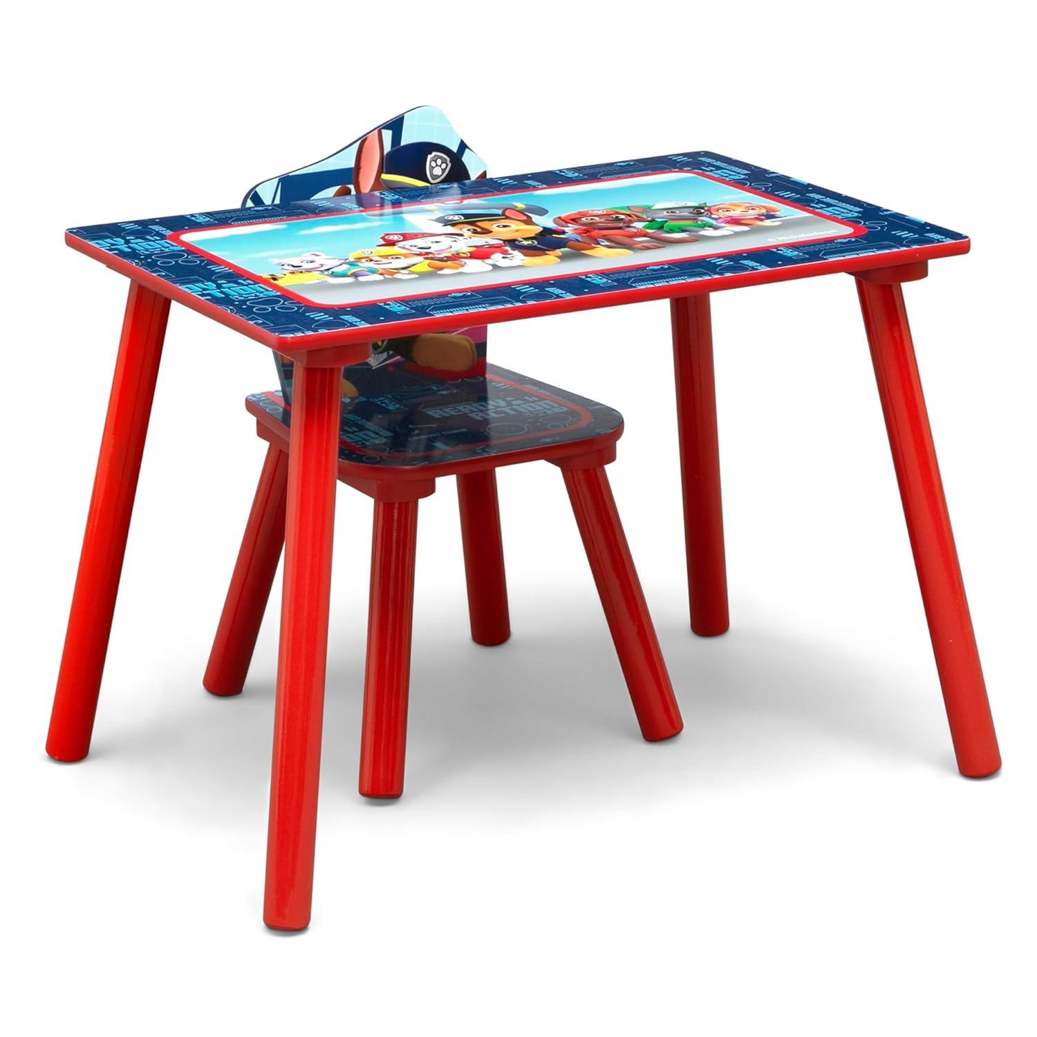 imageDelta Children Bluey 4Piece Toddler RoominaBox Set Includes Sleep and Play Toddler Bed Table 1 Chair and Fabric Toy Box BluePaw Patrol
