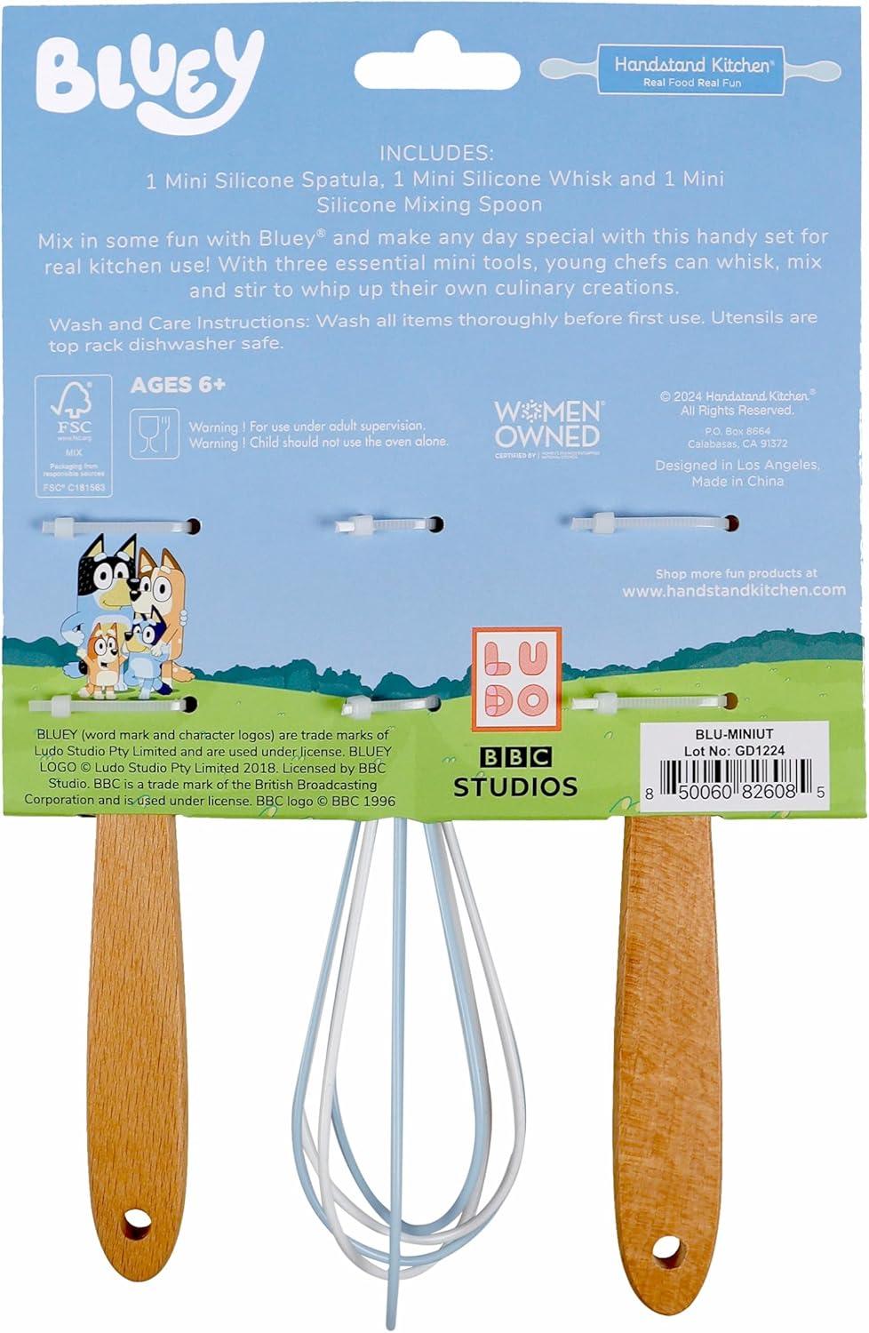 imageHandstand Kitchen Bluey Silicone Baking Utensil Set with 9quot Spoon 875quot Spatula and 85quot Whisk