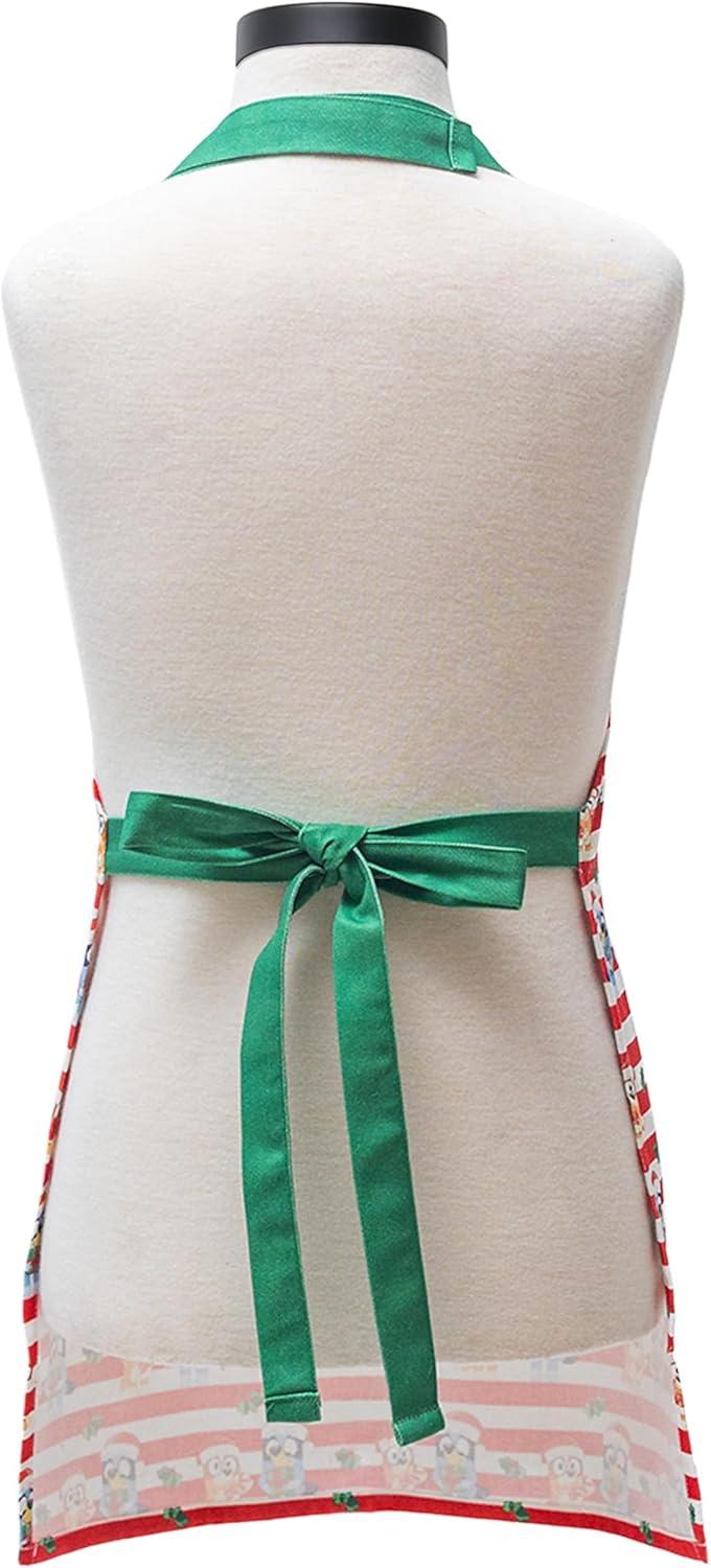 imageHandstand Kitchen Bluey and Bingo 100 Cotton Holiday Stripe Print Childs Apron and Oven Mitt Pair Set