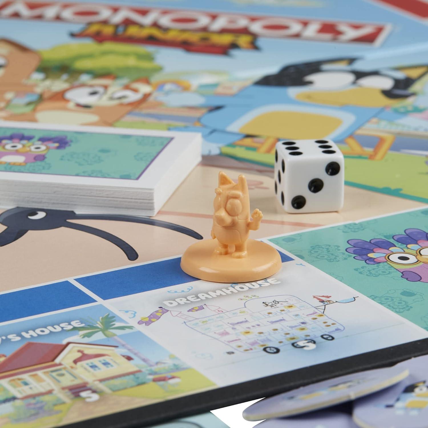 imageHasbro Gaming Monopoly Junior Bluey Edition Board Game Kids Play as Bluey Bingo Mum ampamp Dad for Girls ampamp Boys Ages 5 Amazon Exclusive