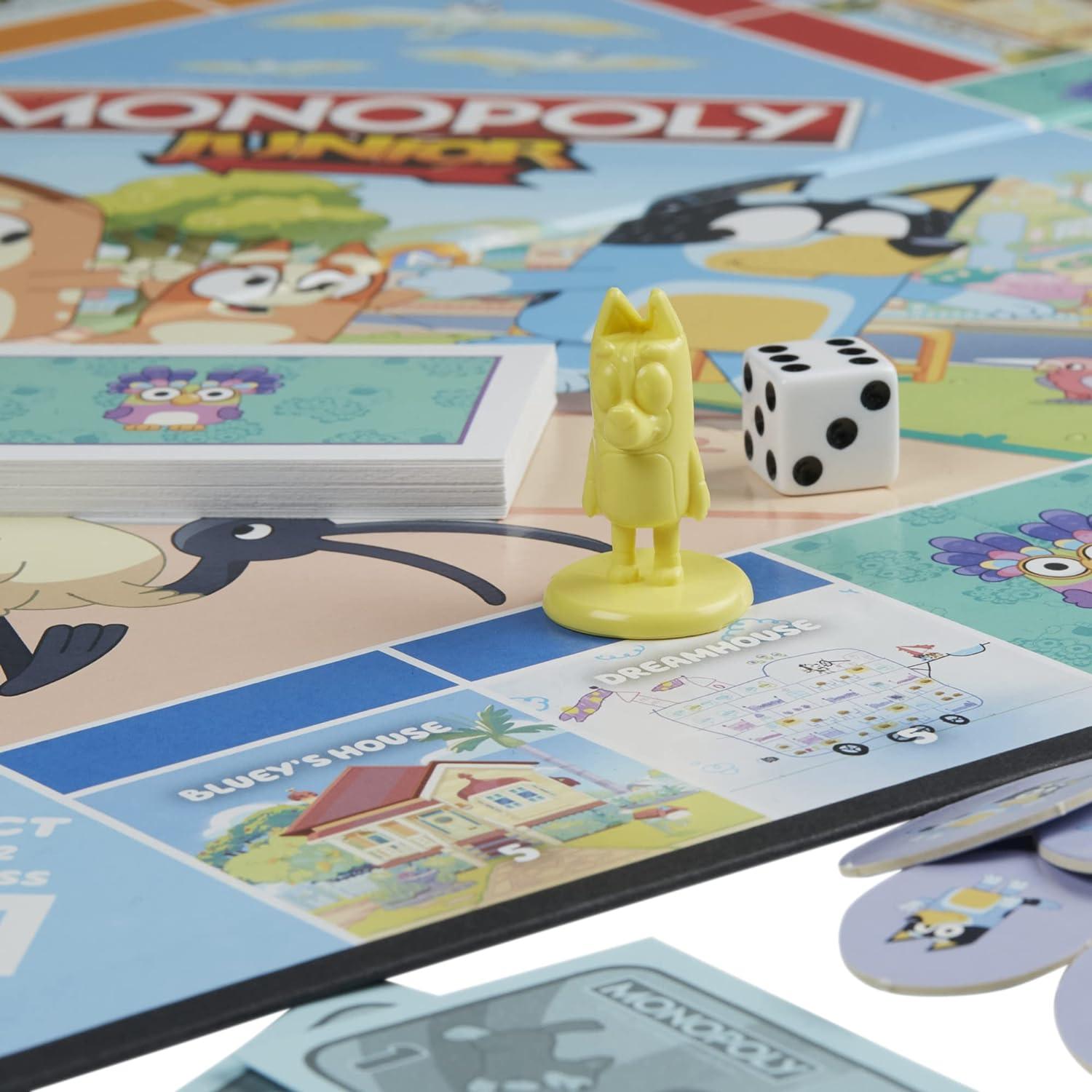 imageHasbro Gaming Monopoly Junior Bluey Edition Board Game Kids Play as Bluey Bingo Mum ampamp Dad for Girls ampamp Boys Ages 5 Amazon Exclusive