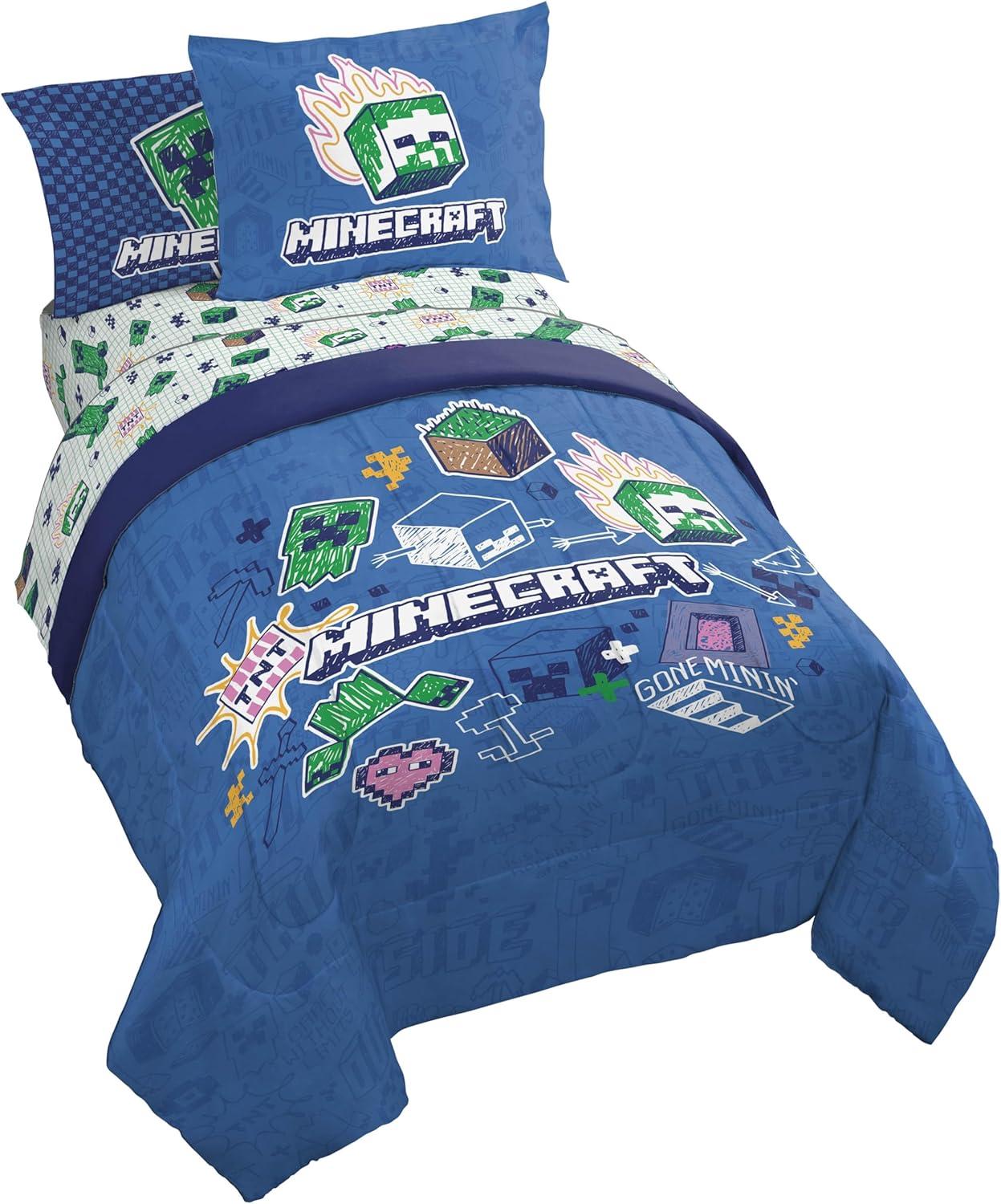 imageJay Franco Kids Comforter Set Includes Sheets and Pillow Covers Soft and Cozy Bed Set for Stylish Room Decor Blue Bluey ampamp Bingo 7 Piece FullBlue Minecraft 02