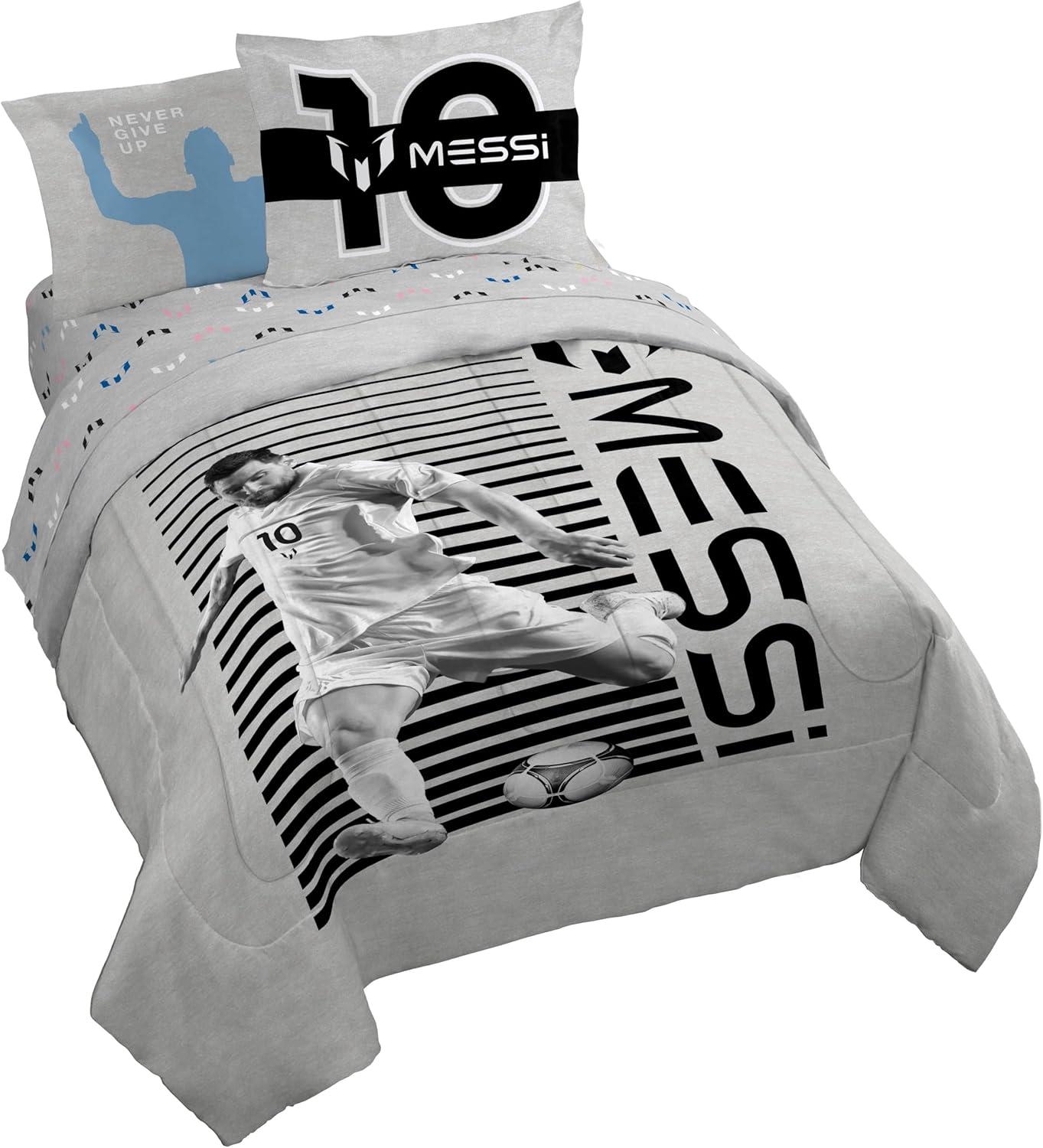 imageJay Franco Kids Comforter Set Includes Sheets and Pillow Covers Soft and Cozy Bed Set for Stylish Room Decor Blue Bluey ampamp Bingo 7 Piece FullGrey Lionel Messi