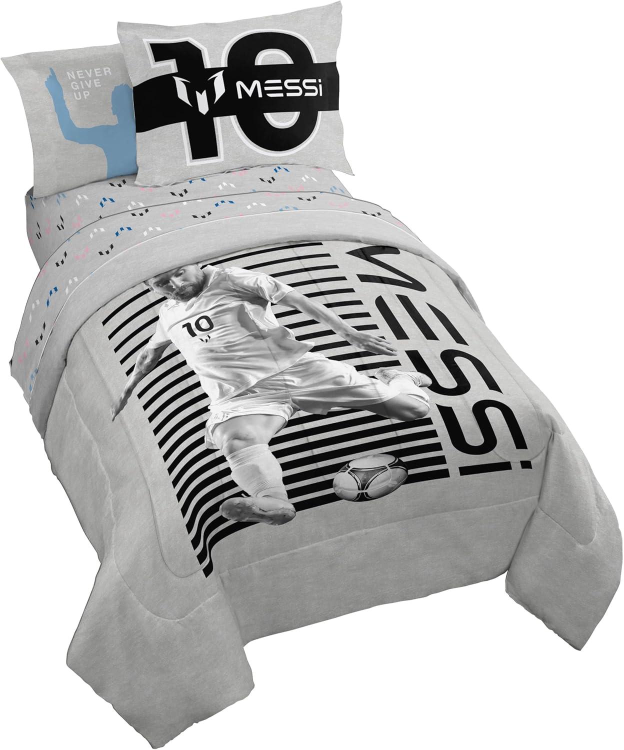 imageJay Franco Kids Comforter Set Includes Sheets and Pillow Covers Soft and Cozy Bed Set for Stylish Room Decor Blue Bluey ampamp Bingo 7 Piece FullGrey Lionel Messi
