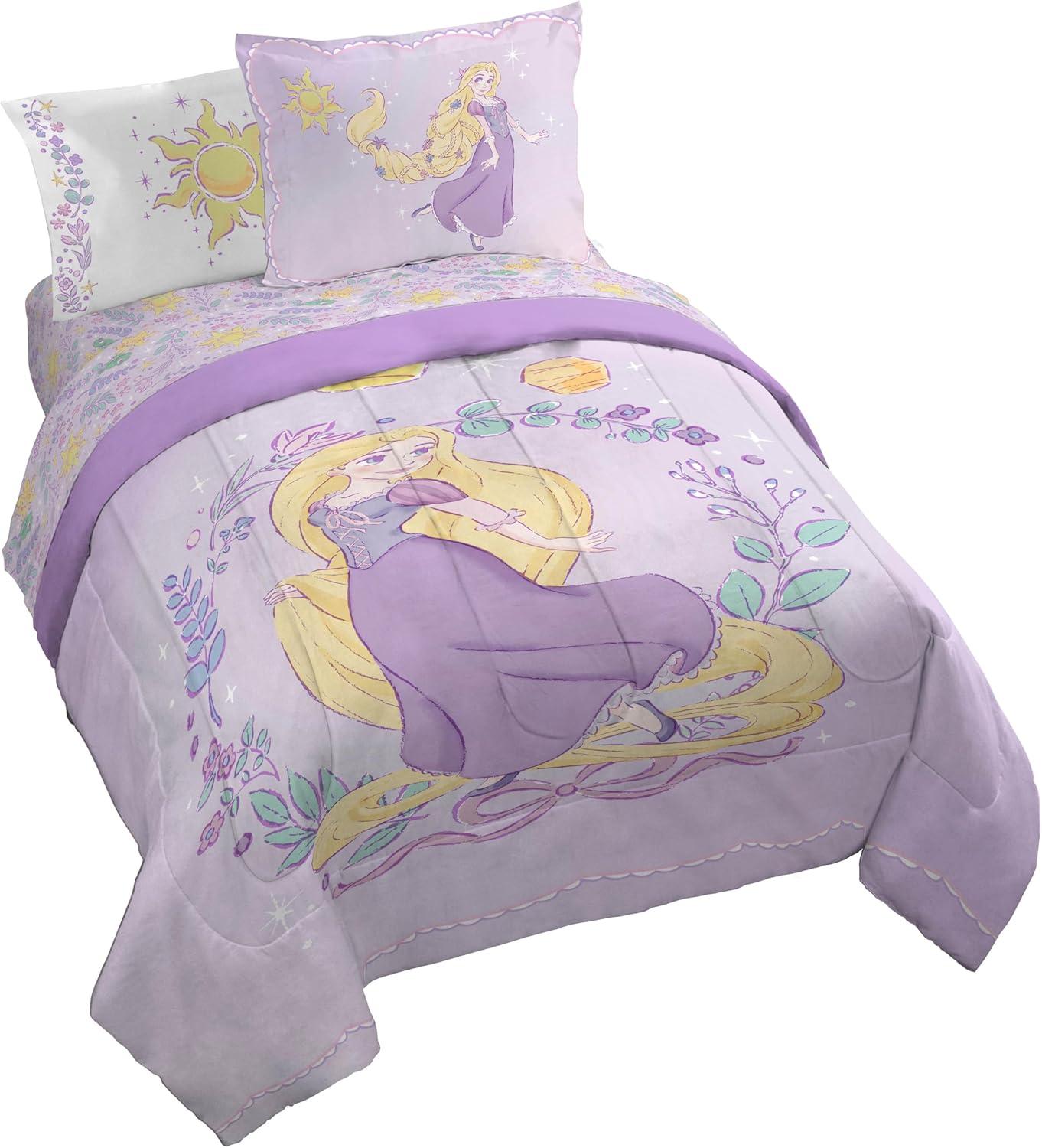 imageJay Franco Kids Comforter Set Includes Sheets and Pillow Covers Soft and Cozy Bed Set for Stylish Room Decor Blue Bluey ampamp Bingo 7 Piece FullPurple Disney Princess Rapunzel