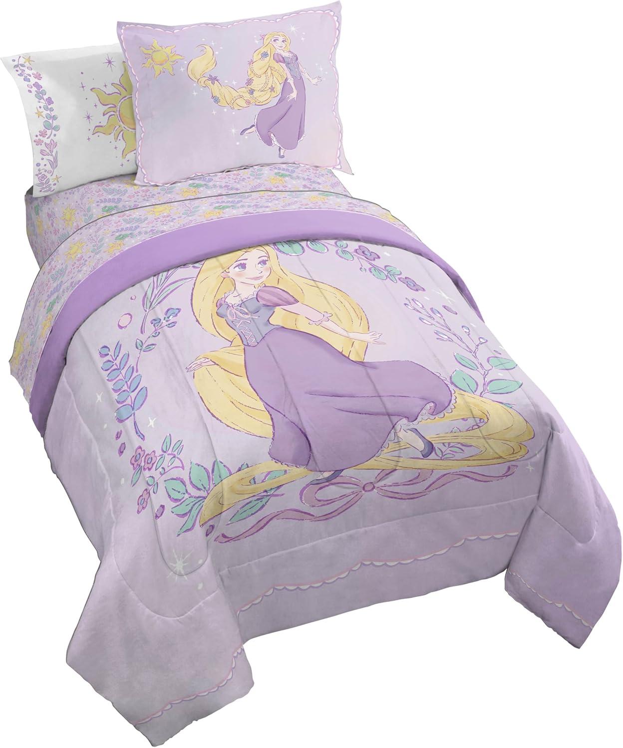 imageJay Franco Kids Comforter Set Includes Sheets and Pillow Covers Soft and Cozy Bed Set for Stylish Room Decor Blue Bluey ampamp Bingo 7 Piece FullPurple Disney Princess Rapunzel