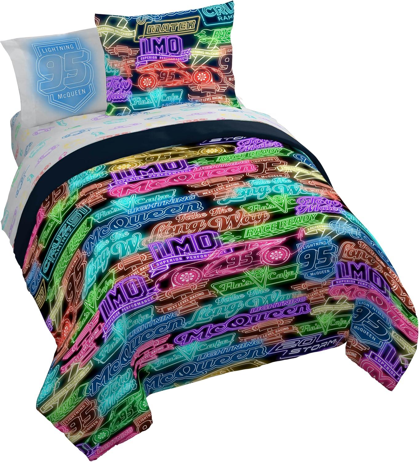 imageJay Franco Kids Comforter Set Includes Sheets and Pillow Covers Soft and Cozy Bed Set for Stylish Room Decor Pink Bluey 7 Piece Queen Size BeddingBlack Cars