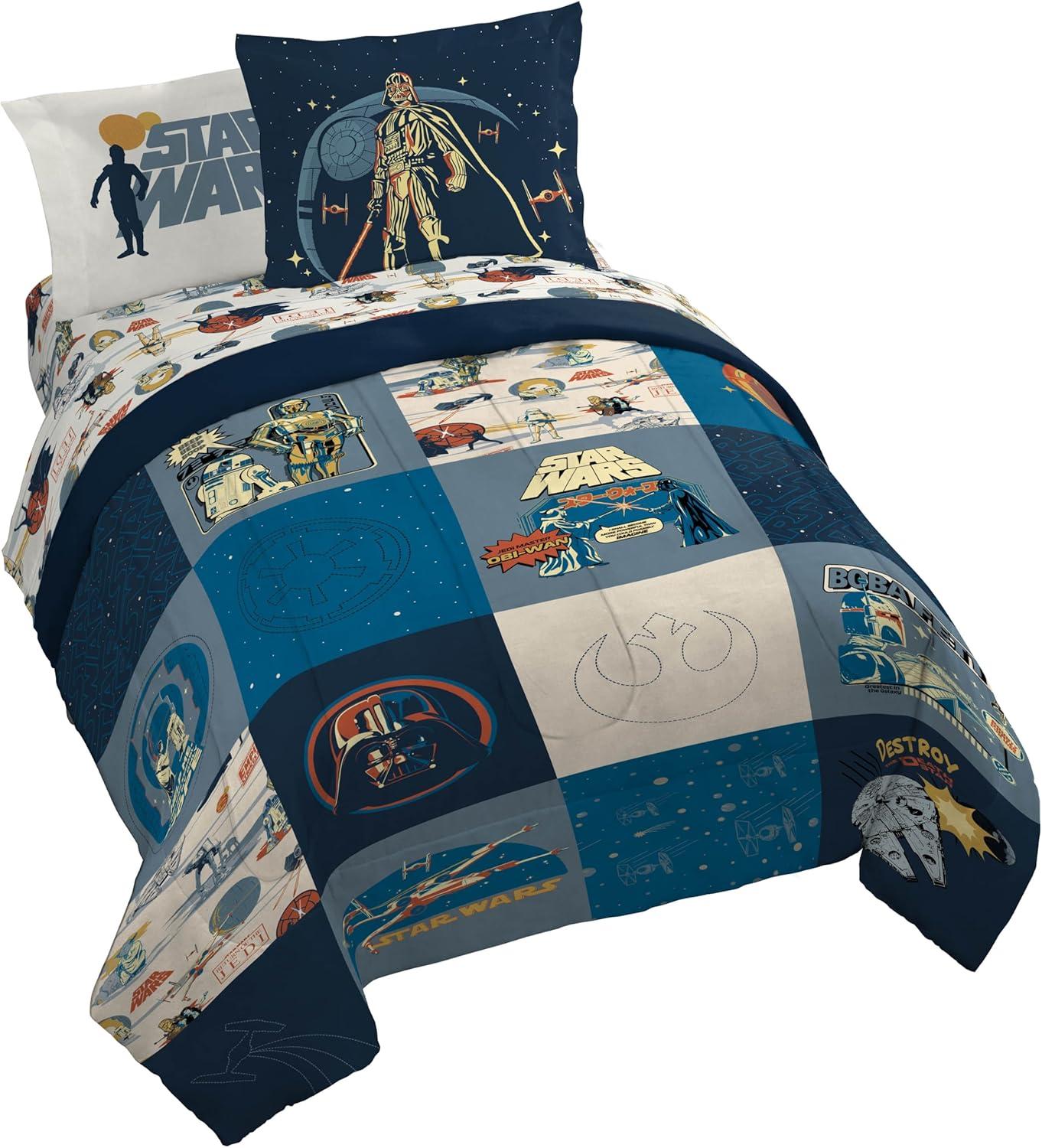 imageJay Franco Kids Comforter Set Includes Sheets and Pillow Covers Soft and Cozy Bed Set for Stylish Room Decor Pink Bluey 7 Piece Queen Size BeddingBlue Star Wars 01