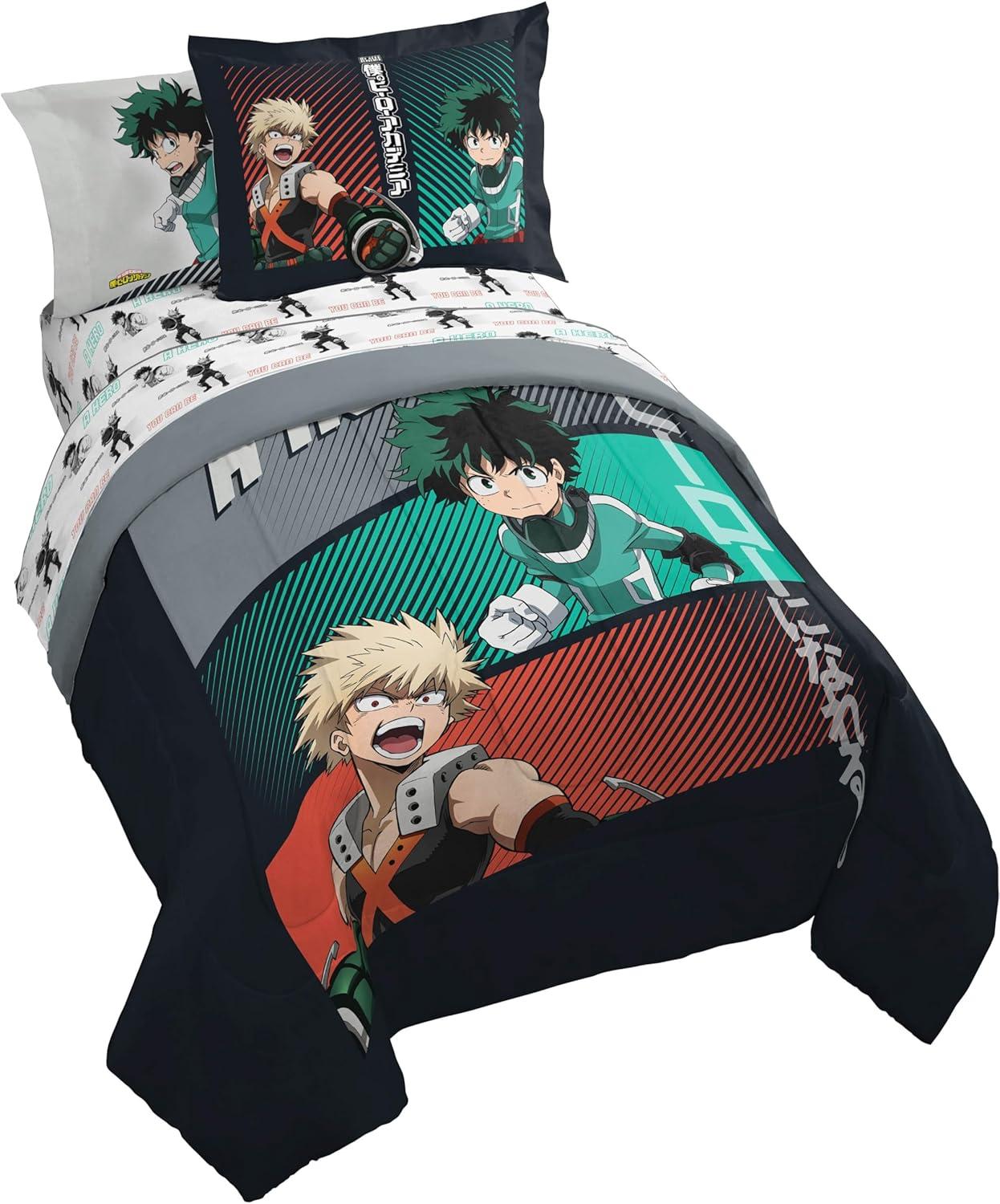 imageJay Franco Kids Comforter Set Includes Sheets and Pillow Covers Soft and Cozy Bed Set for Stylish Room Decor Pink Bluey 7 Piece Queen Size BeddingBlack My Hero Academia
