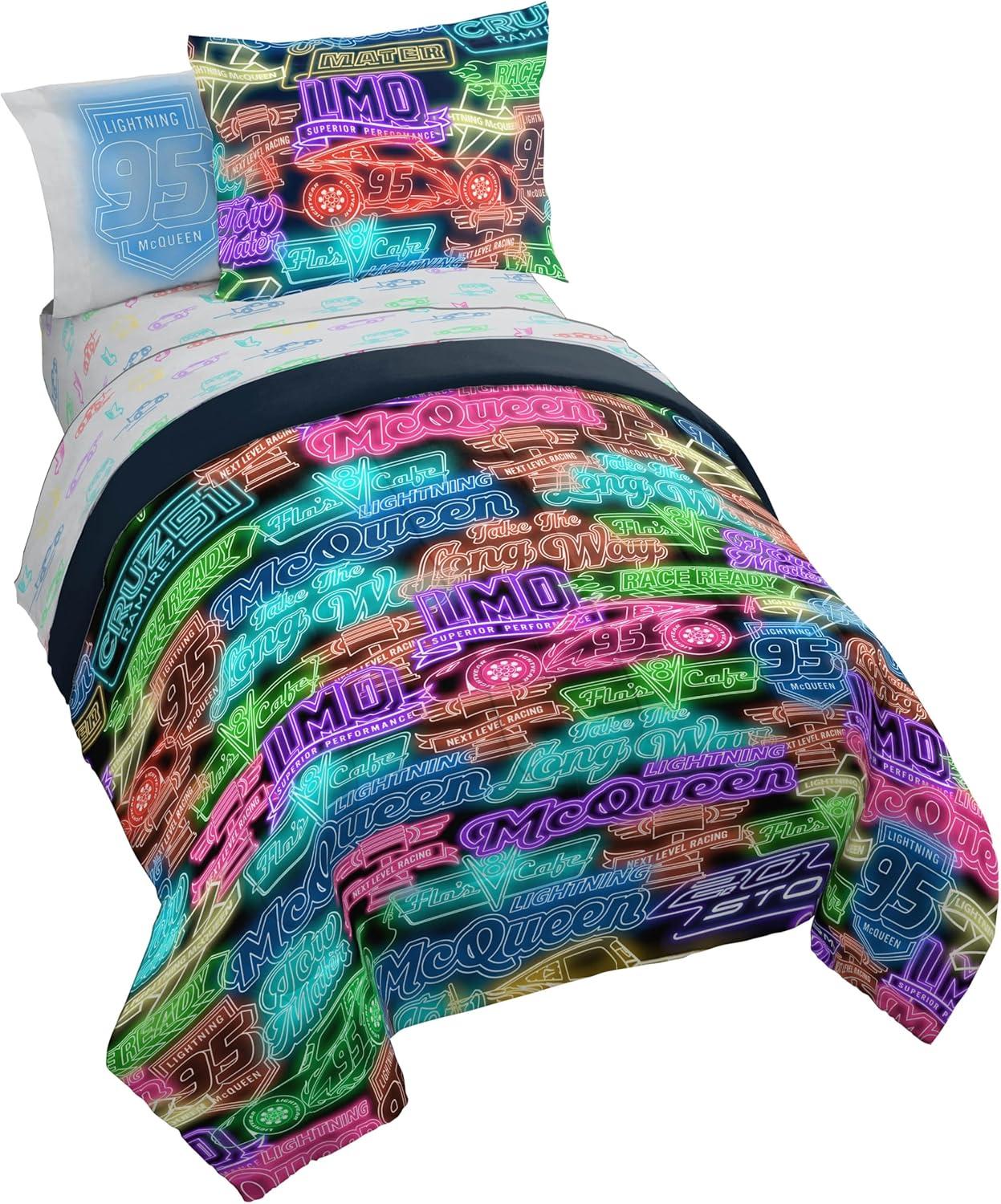 imageJay Franco Kids Comforter Set Includes Sheets and Pillow Covers Soft and Cozy Bed Set for Stylish Room Decor Pink Bluey 7 Piece Queen Size BeddingBlack Cars