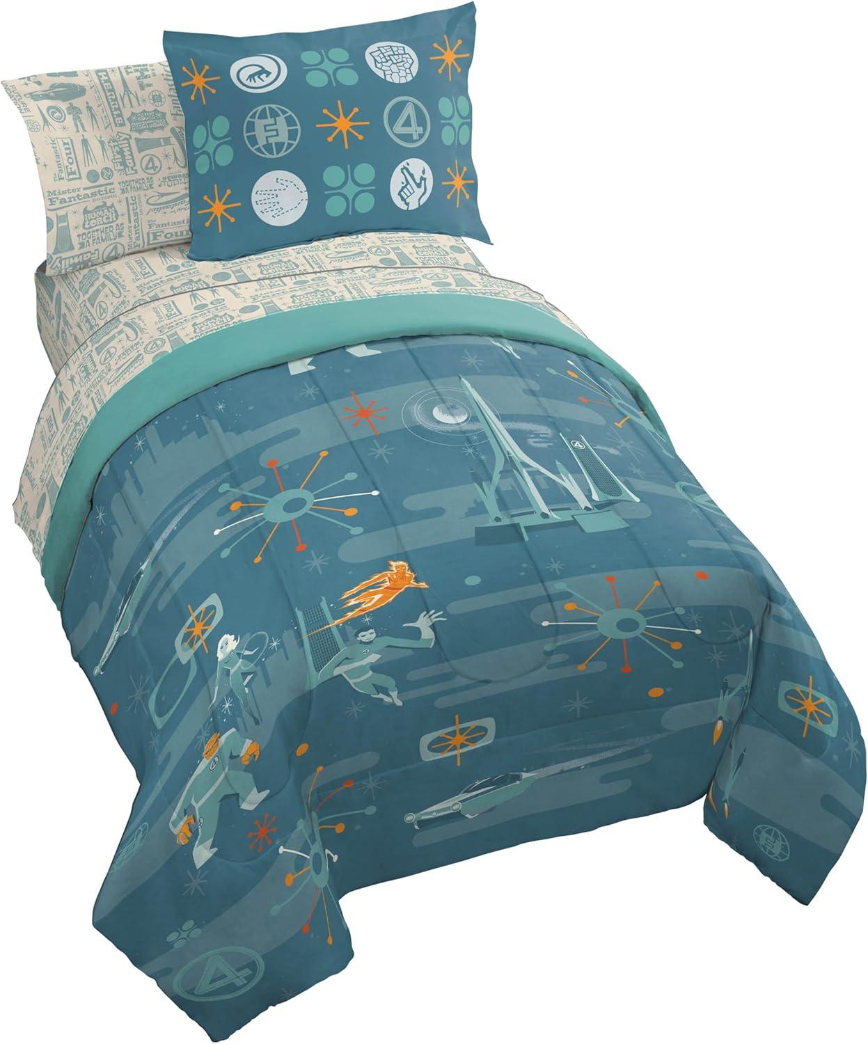 imageJay Franco Kids Comforter Set Includes Sheets and Pillow Covers Soft and Cozy Bed Set for Stylish Room Decor Pink Bluey 7 Piece Queen Size BeddingBlue Fantastic Four