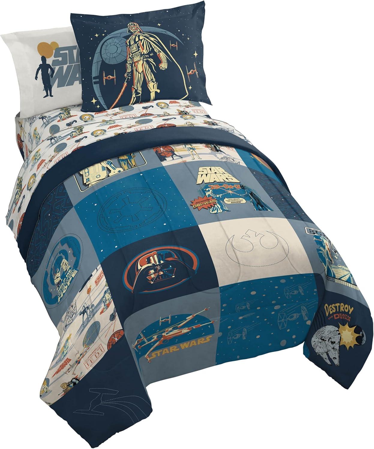 imageJay Franco Kids Comforter Set Includes Sheets and Pillow Covers Soft and Cozy Bed Set for Stylish Room Decor Pink Bluey 7 Piece Queen Size BeddingBlue Star Wars 01