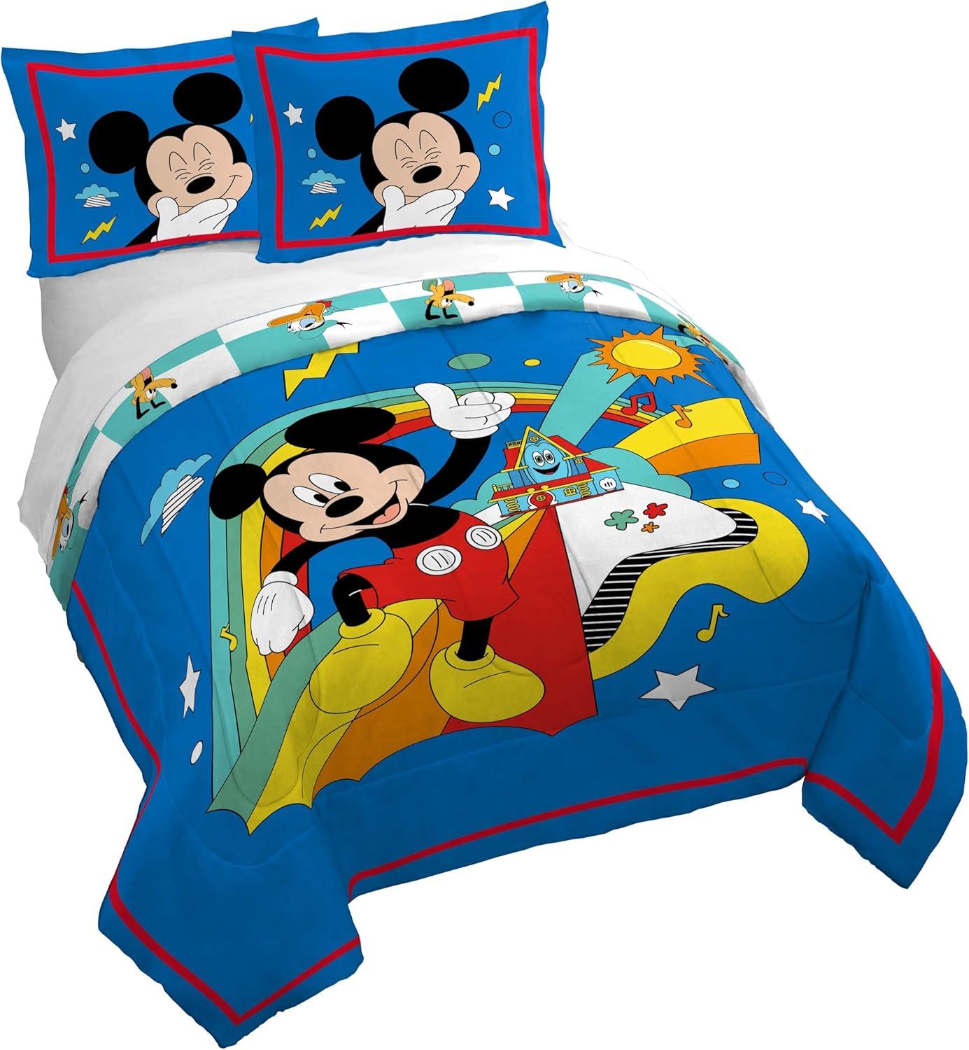 imageJay Franco Kids Duvet Cover Set 3 Piece Super Soft Bedding with Sham Pillowcase Cover ONLY Comforter Not Included Multi Bluey QueenBlue Mickey Mouse