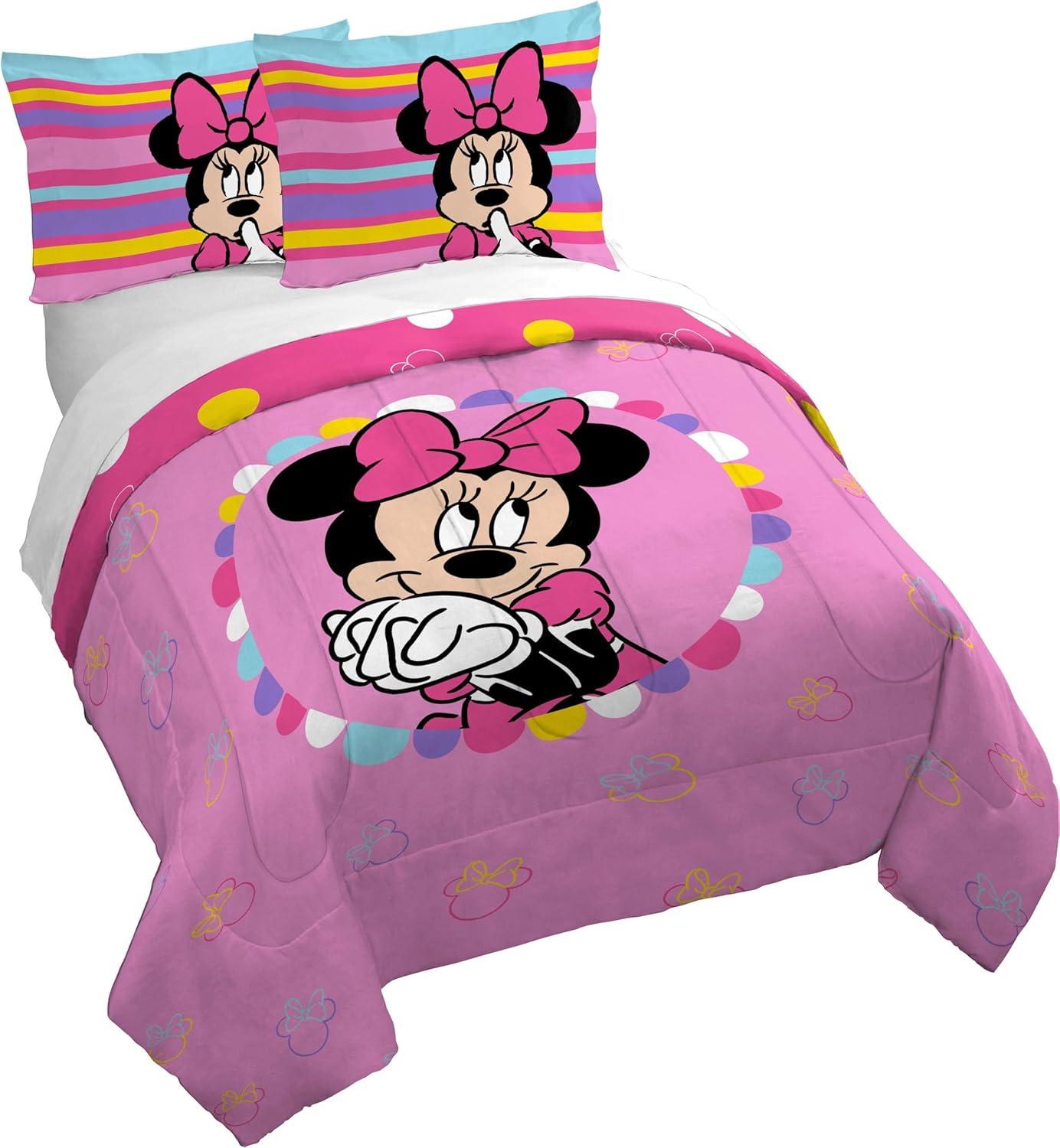 imageJay Franco Kids Duvet Cover Set 3 Piece Super Soft Bedding with Sham Pillowcase Cover ONLY Comforter Not Included Multi Bluey QueenPink Minnie Mouse