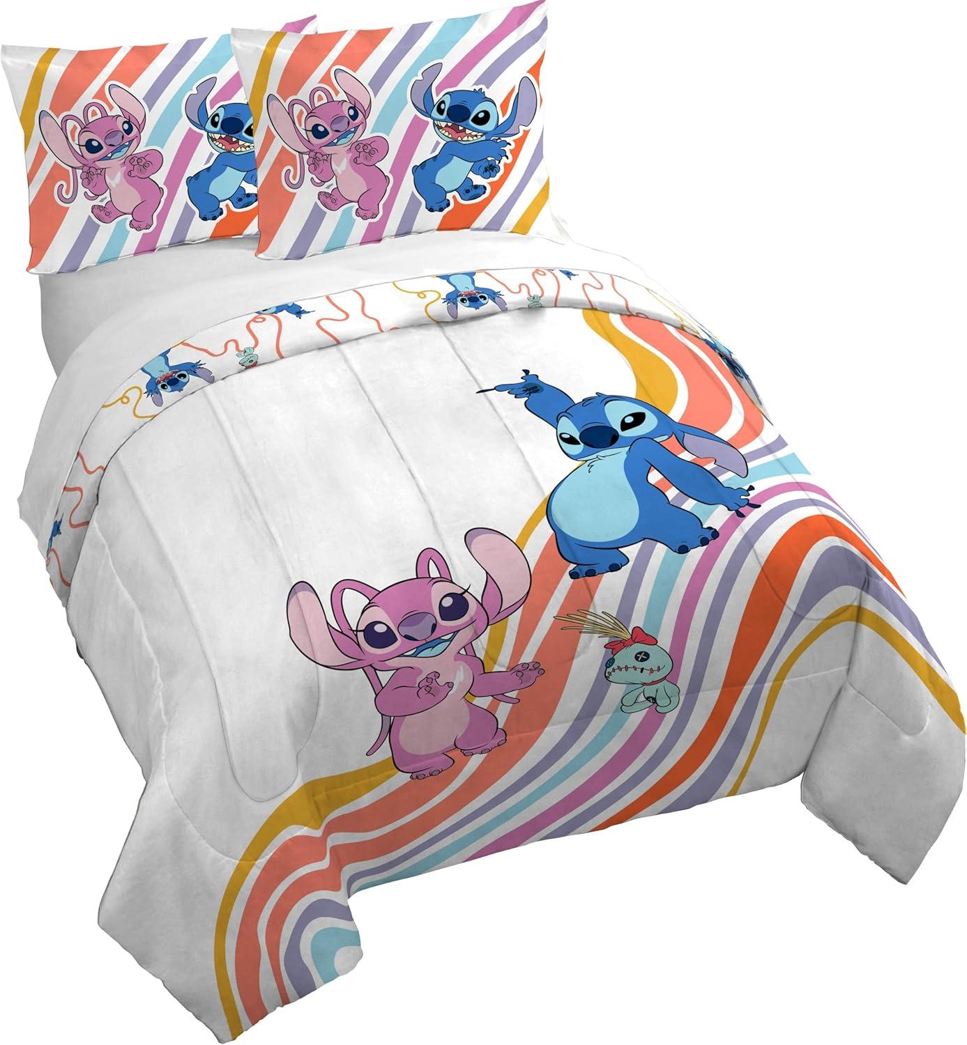 imageJay Franco Kids Duvet Cover Set 3 Piece Super Soft Bedding with Sham Pillowcase Cover ONLY Comforter Not Included Multi Bluey QueenWhite Lilo and Stitch