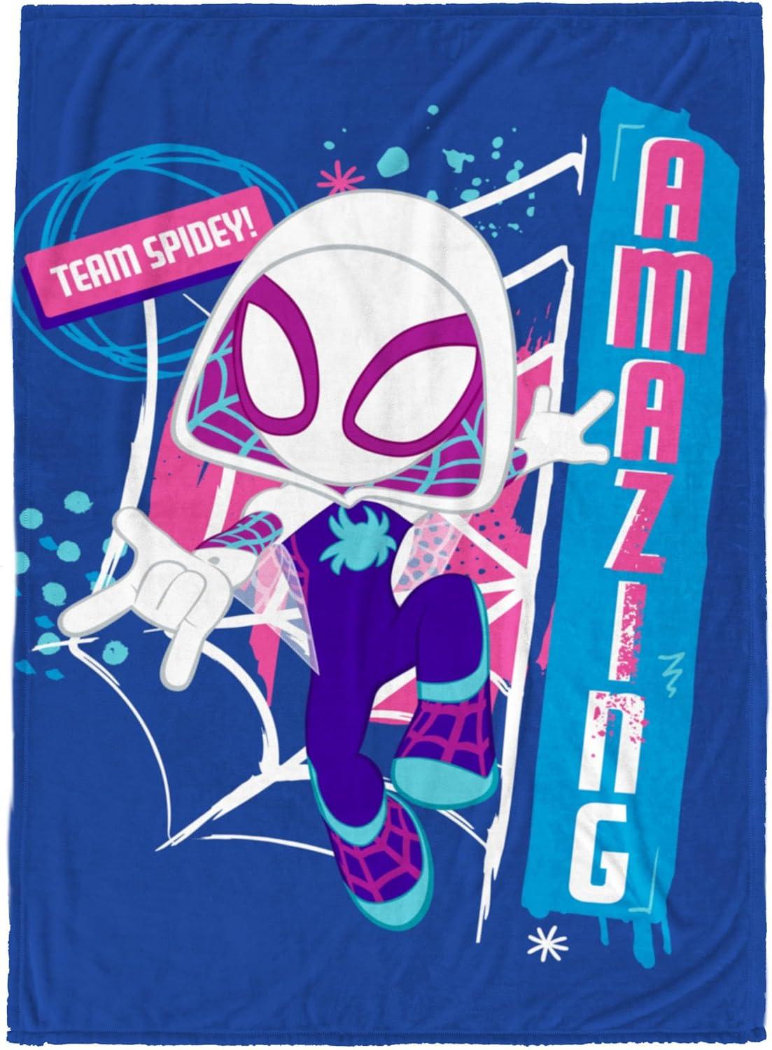 imageJay Franco Kids Plush Throw Blanket Soft ampamp Comfy Throw for Couch or Bed Cozy Home Dcor for Living Room ampamp Bedroom Multi Bluey 46x60 Throw BlanketBlue Ghost Spider