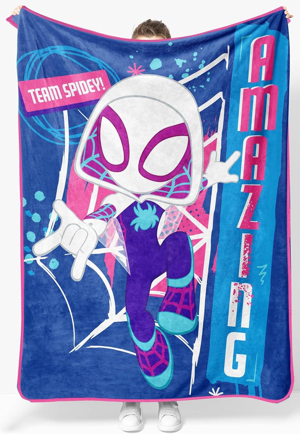 imageJay Franco Kids Plush Throw Blanket Soft ampamp Comfy Throw for Couch or Bed Cozy Home Dcor for Living Room ampamp Bedroom Multi Bluey 46x60 Throw BlanketBlue Ghost Spider