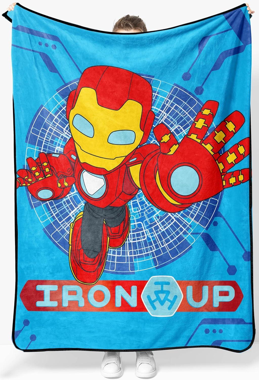 imageJay Franco Kids Plush Throw Blanket Soft ampamp Comfy Throw for Couch or Bed Cozy Home Dcor for Living Room ampamp Bedroom Multi Bluey 46x60 Throw BlanketBlue Iron Man Friends