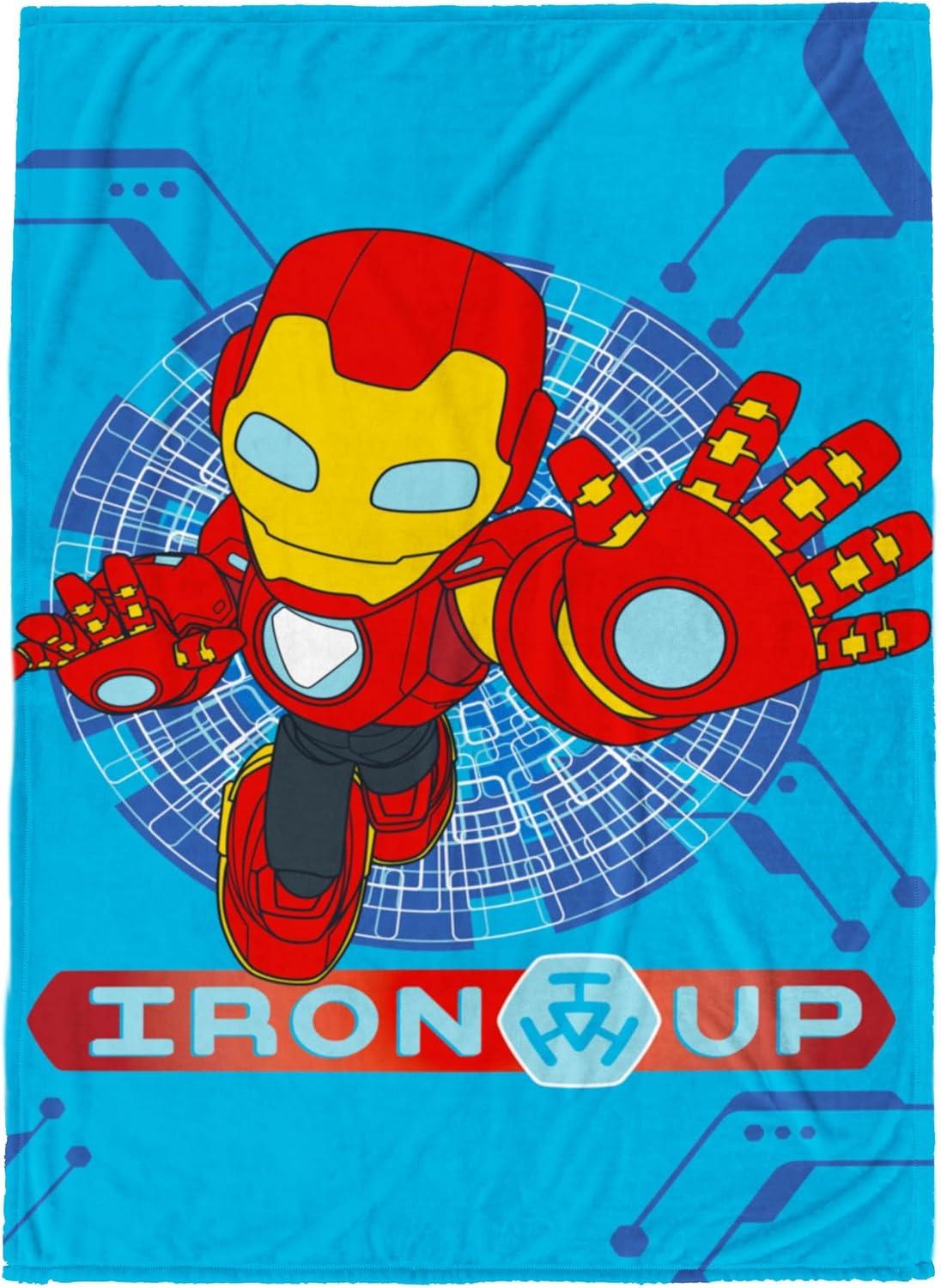 imageJay Franco Kids Plush Throw Blanket Soft ampamp Comfy Throw for Couch or Bed Cozy Home Dcor for Living Room ampamp Bedroom Multi Bluey 46x60 Throw BlanketBlue Iron Man Friends