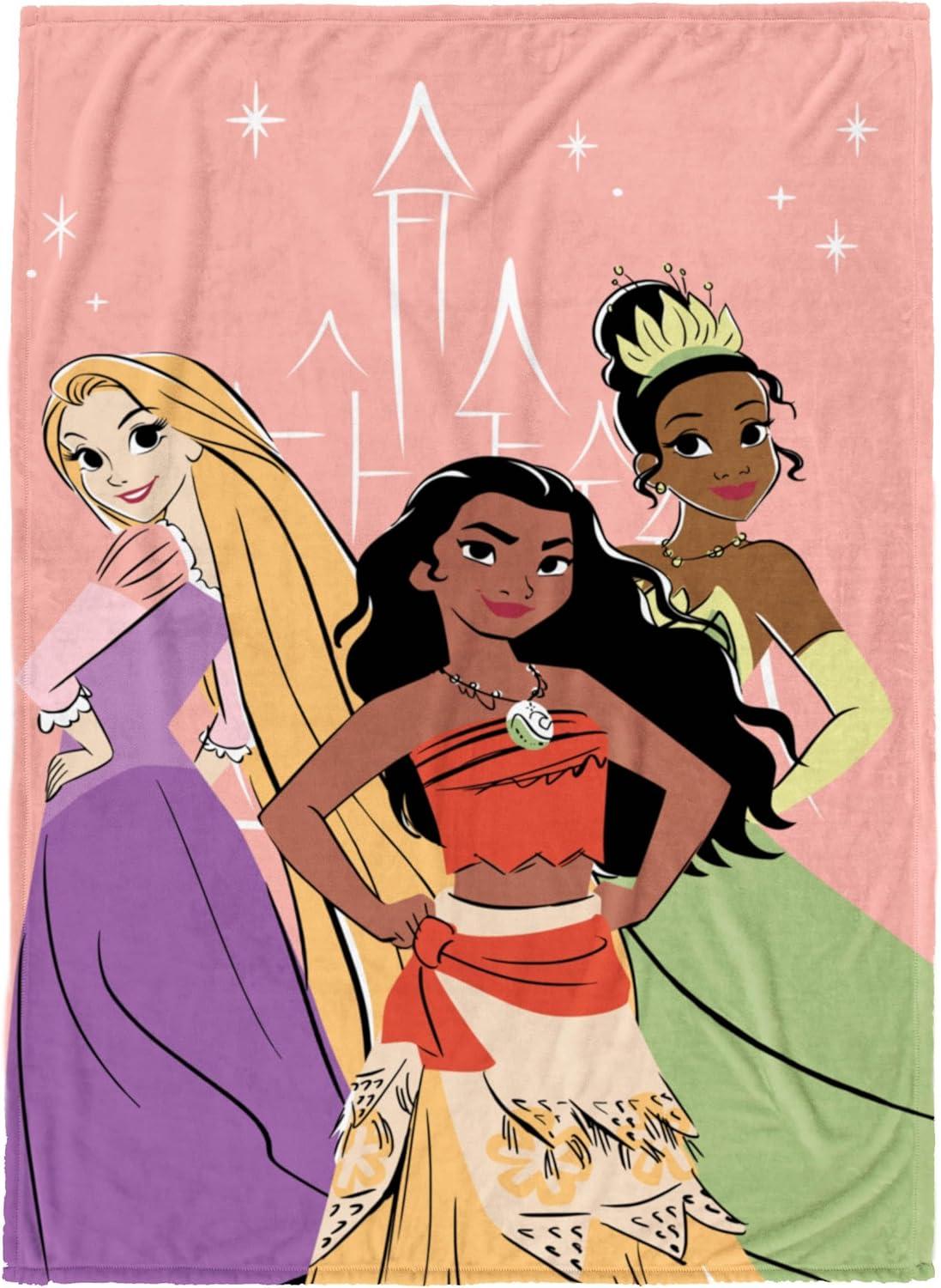 imageJay Franco Kids Plush Throw Blanket Soft ampamp Comfy Throw for Couch or Bed Cozy Home Dcor for Living Room ampamp Bedroom Multi Bluey 46x60 Throw BlanketPink Disney Princess