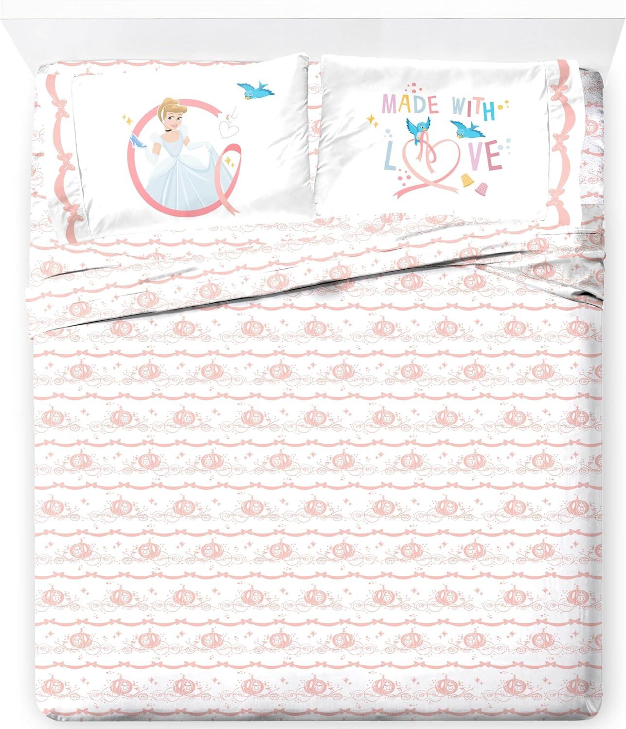 imageJay Franco Kids Sheet Set with Fitted Flat Sheets ampamp Pillow Cover UltraSoft Bedding with Pillowcase for Room Decor Blue Bluey ampamp Bingo 3 Piece ToddlerWhite Princess Cinderella