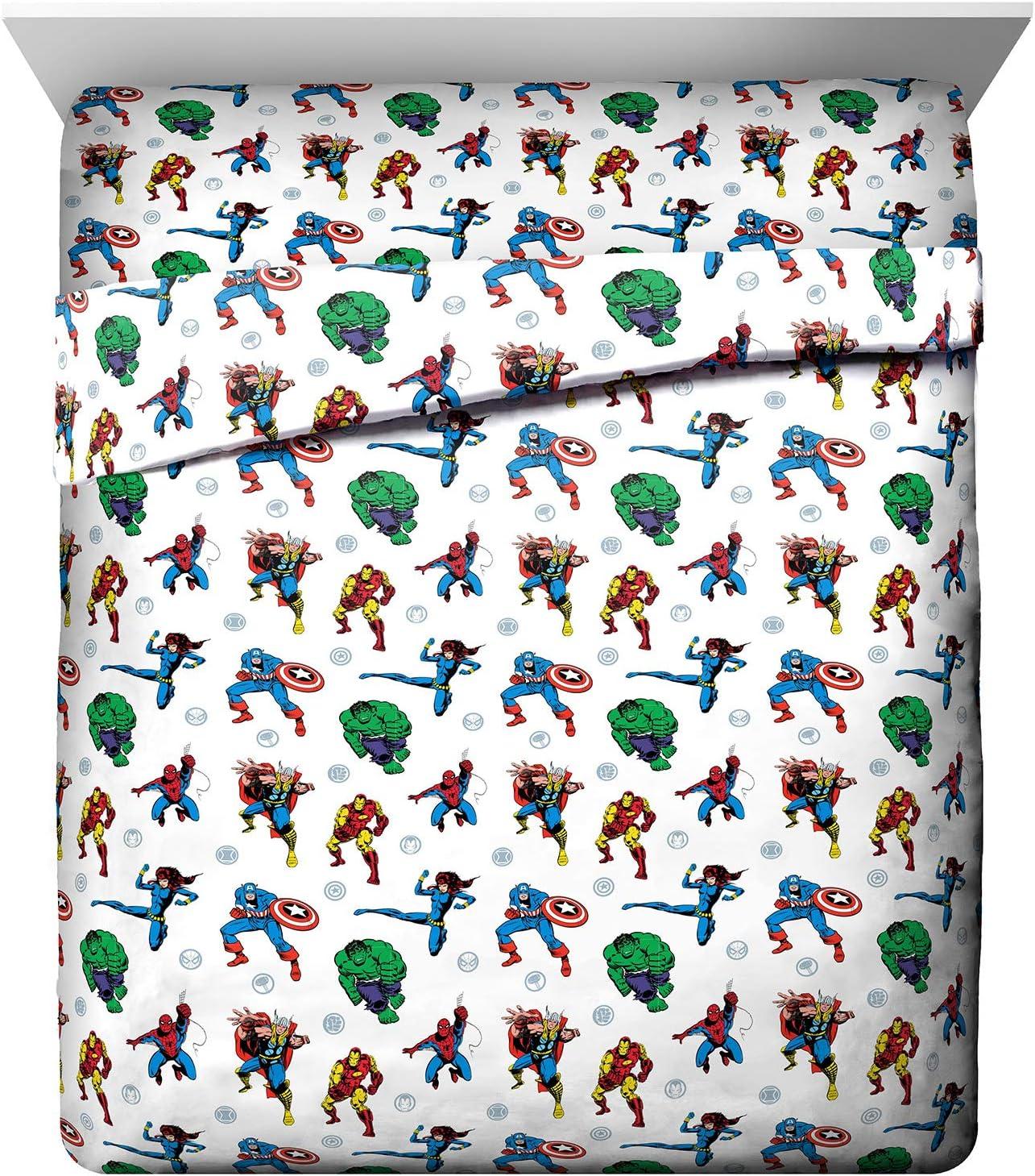 imageJay Franco Kids Sheet Set with Fitted Flat Sheets ampamp Pillow Cover UltraSoft Bedding with Pillowcase for Room Decor Blue Bluey ampamp Bingo 3 Piece ToddlerWhite Avengers
