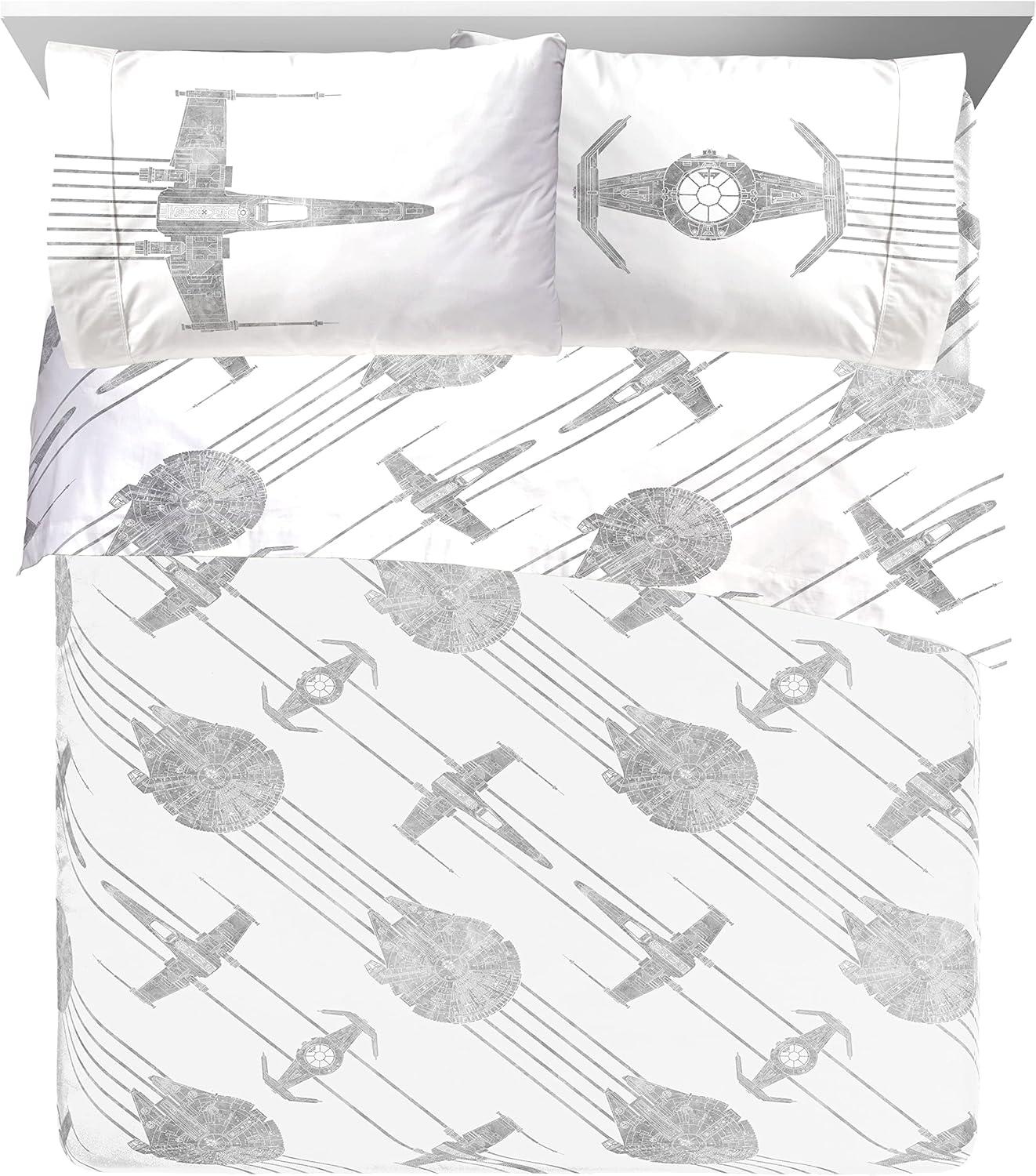 imageJay Franco Kids Sheet Set with Fitted Flat Sheets ampamp Pillow Cover UltraSoft Bedding with Pillowcase for Room Decor Blue Bluey ampamp Bingo 3 Piece ToddlerWhite Star Wars