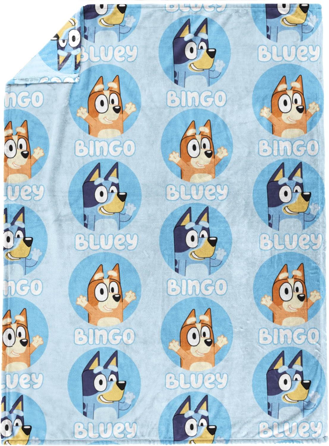 imageJay Franco Plush Throw Blanket 46quot x 60quot Inch Cartoon Kids Soft ampamp Cozy Fleece Throw for Bedroom ampamp Couch Dcor Official Licensed Product Blue Bluey