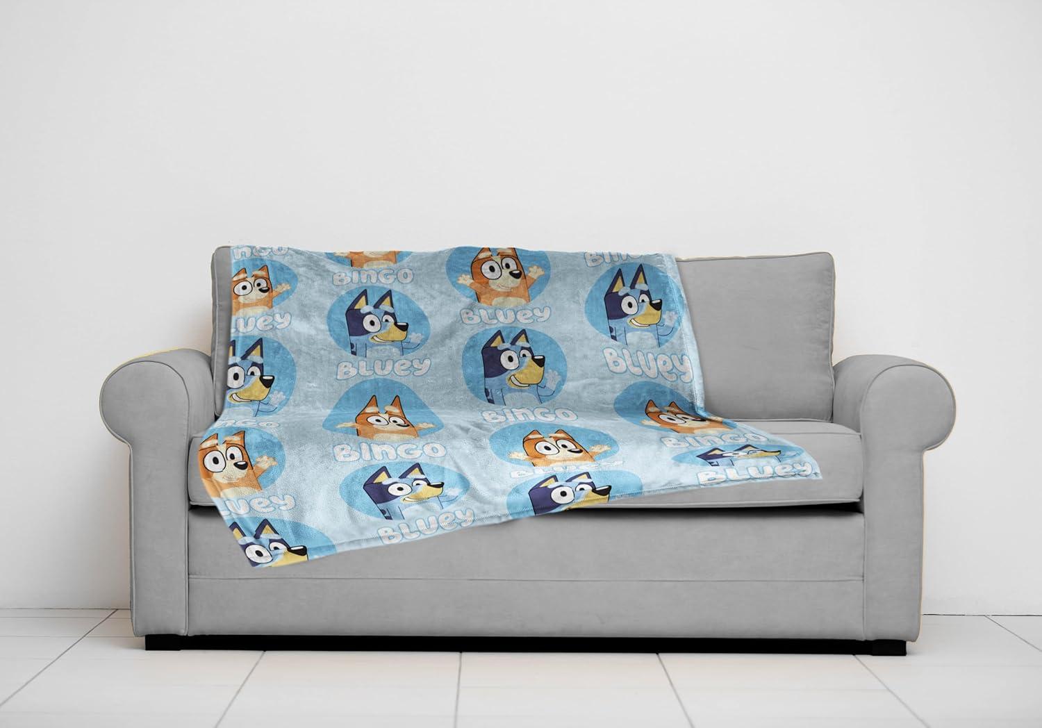 imageJay Franco Plush Throw Blanket 46quot x 60quot Inch Cartoon Kids Soft ampamp Cozy Fleece Throw for Bedroom ampamp Couch Dcor Official Licensed Product Blue Bluey