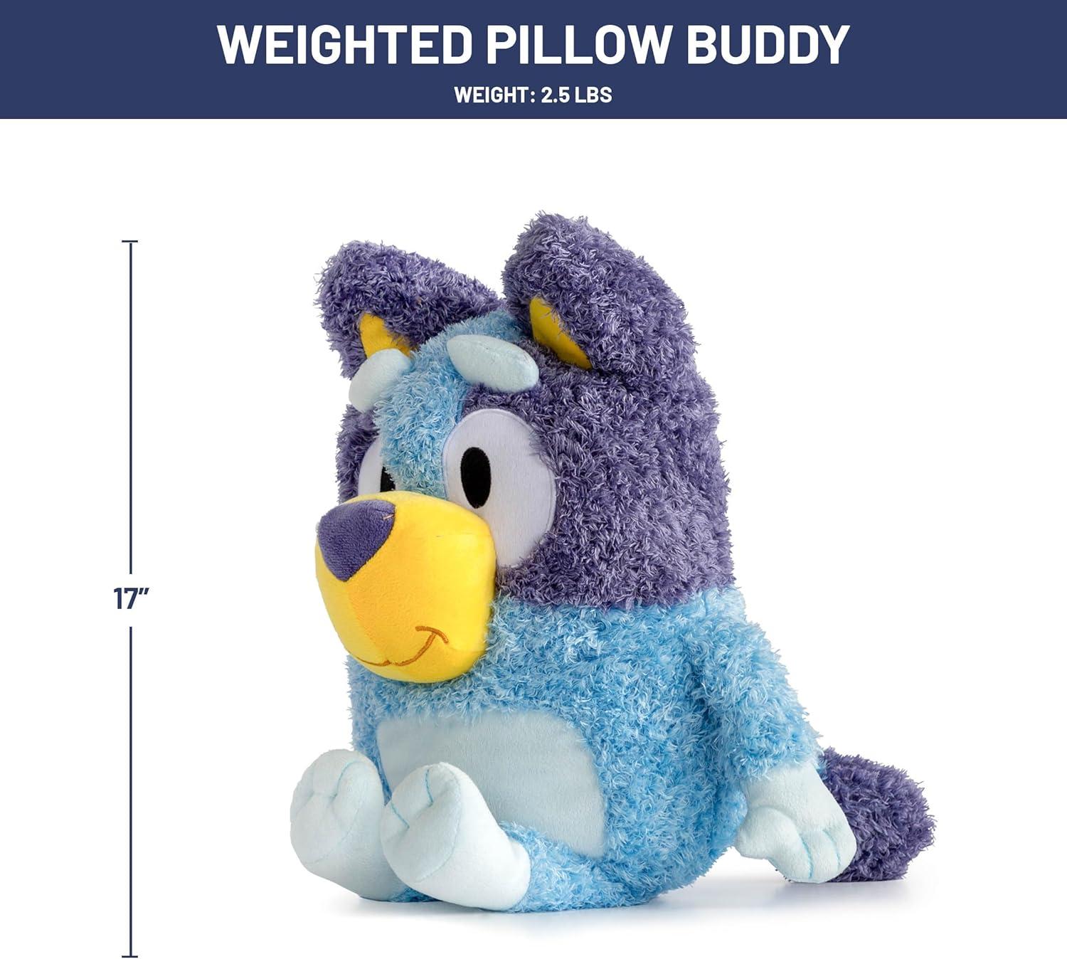 imageJay Franco Weighted Bluey Plush Pillow Buddy 25 lbs Soft Plushie Stuffed Pillow 17 Inches Blue Bluey