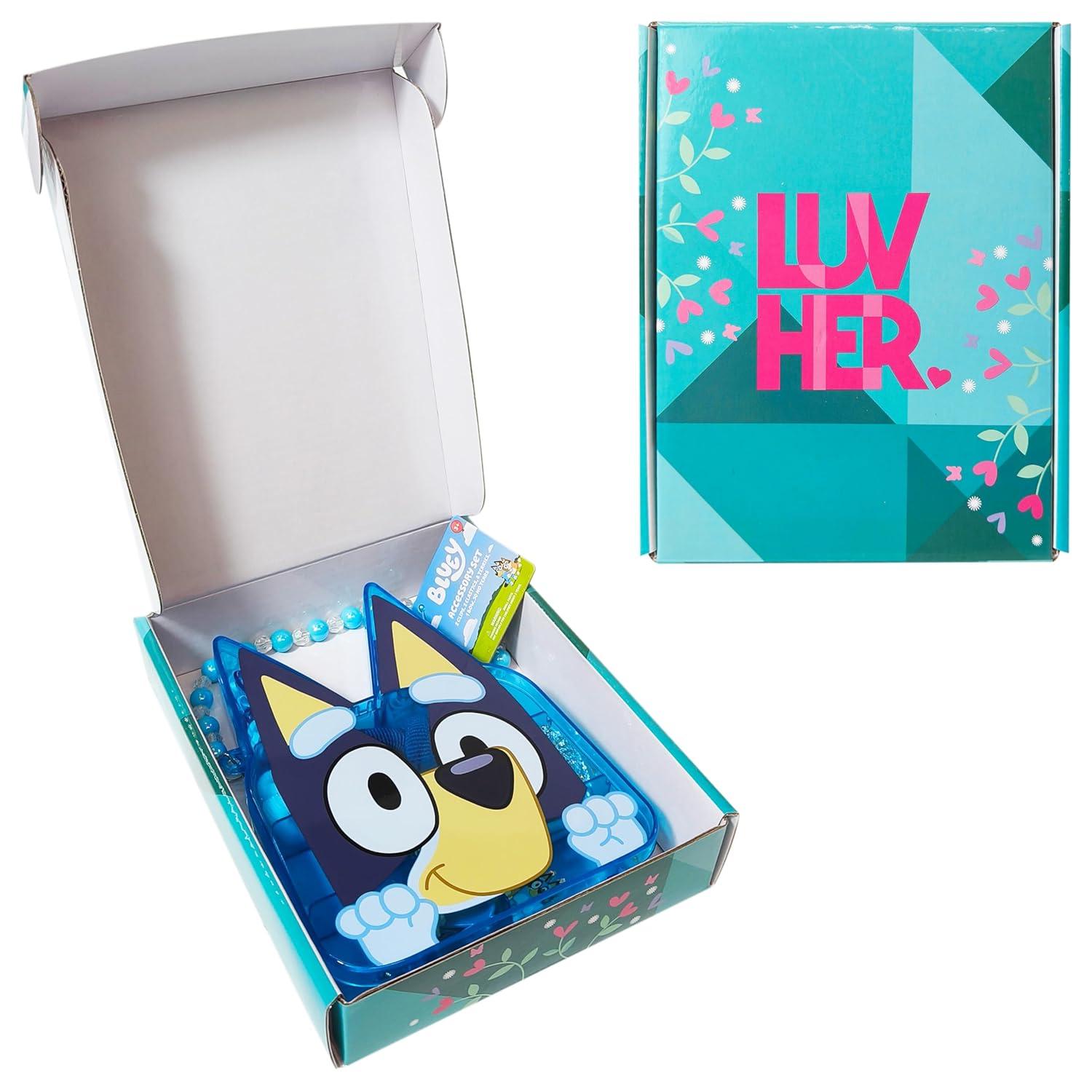 imageLUV HER Bluey Hair Accessory Case for Girls with Hair Clips Elastics Bow and Terries Ages 3