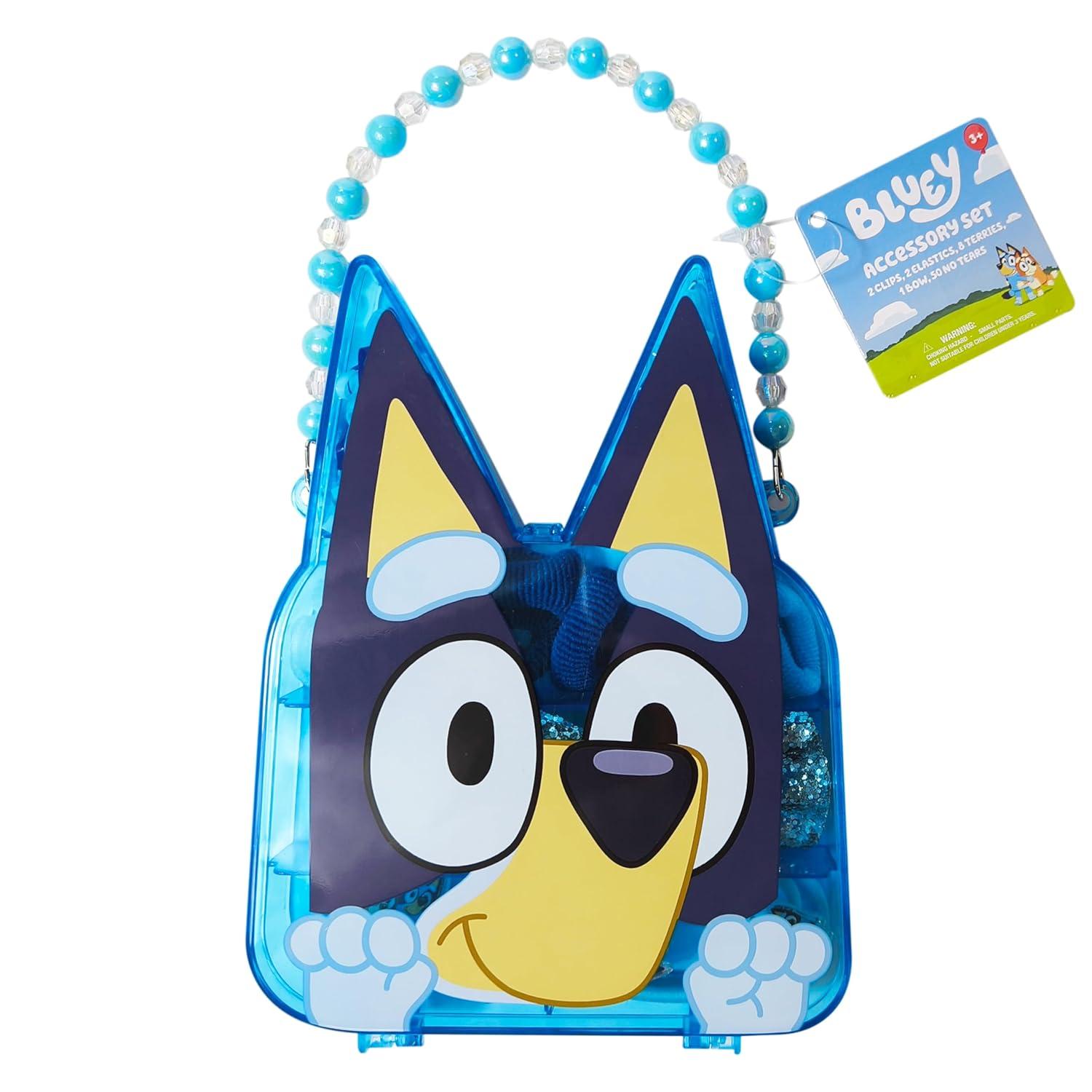 imageLUV HER Bluey Hair Accessory Case for Girls with Hair Clips Elastics Bow and Terries Ages 3