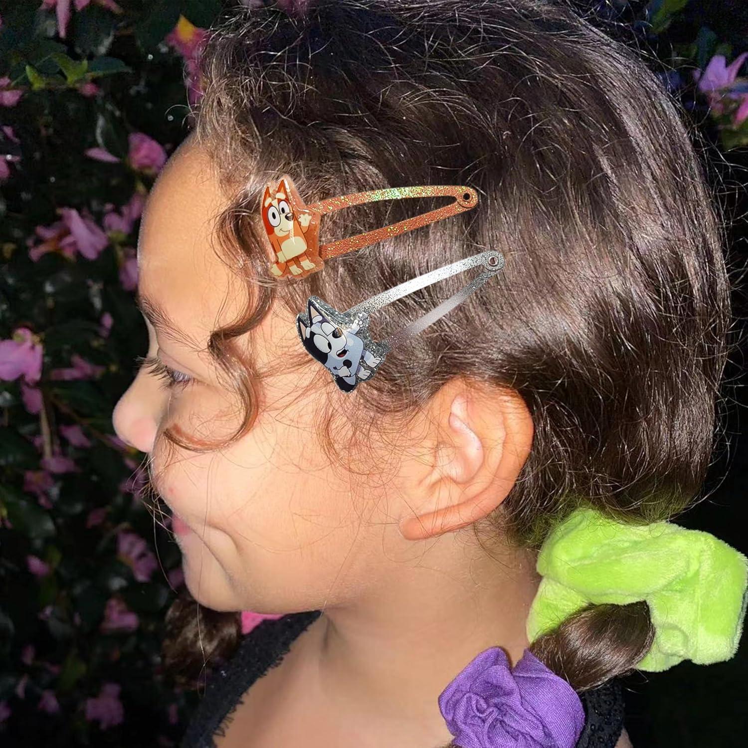 imageLUV HER Bluey Hair Clips for Girls Snap Clips 8 Pack Multi Color Ages 3