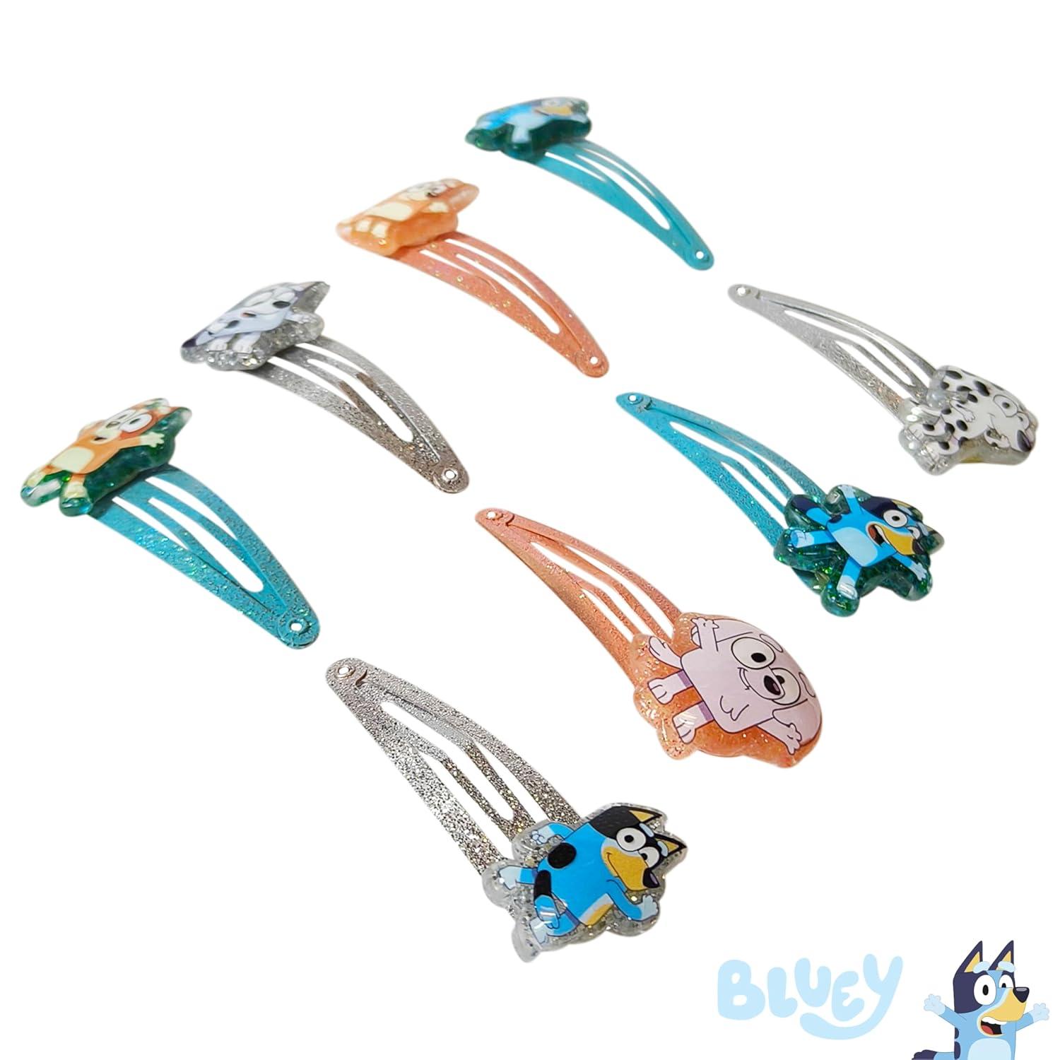 imageLUV HER Bluey Hair Clips for Girls Snap Clips 8 Pack Multi Color Ages 3