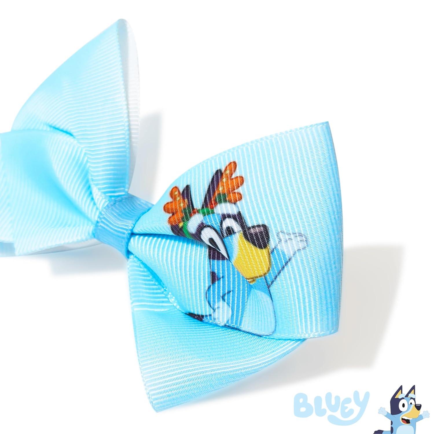 imageLuv Her Licensed Bluey Girls Hair Bows for Girls Hair Accessories Gift Set 7 Pcs 4 Inch Bundle Bluey Christmas Hair clips Alligator Clip Ages 3