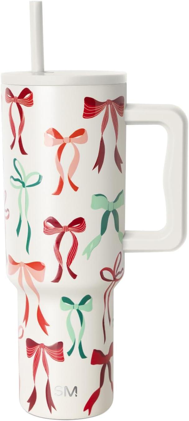 imageSimple Modern Holiday Bluey 40 oz Trek Tumbler with Handle and Straw Lid Cup Holder Friendly Insulated Stainless Steel Travel Mug Bluey Christmas MorningRibbon Wonderland