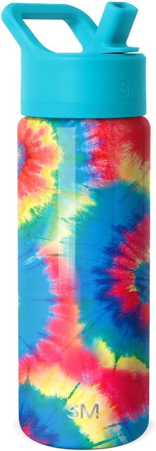 imageSimple Modern Kids Summit Water Bottle with Straw Lid Bluey 14oz Stainless Steel Cup Insulated Tumbler for Toddlers School Bluey CheckmateTieDye