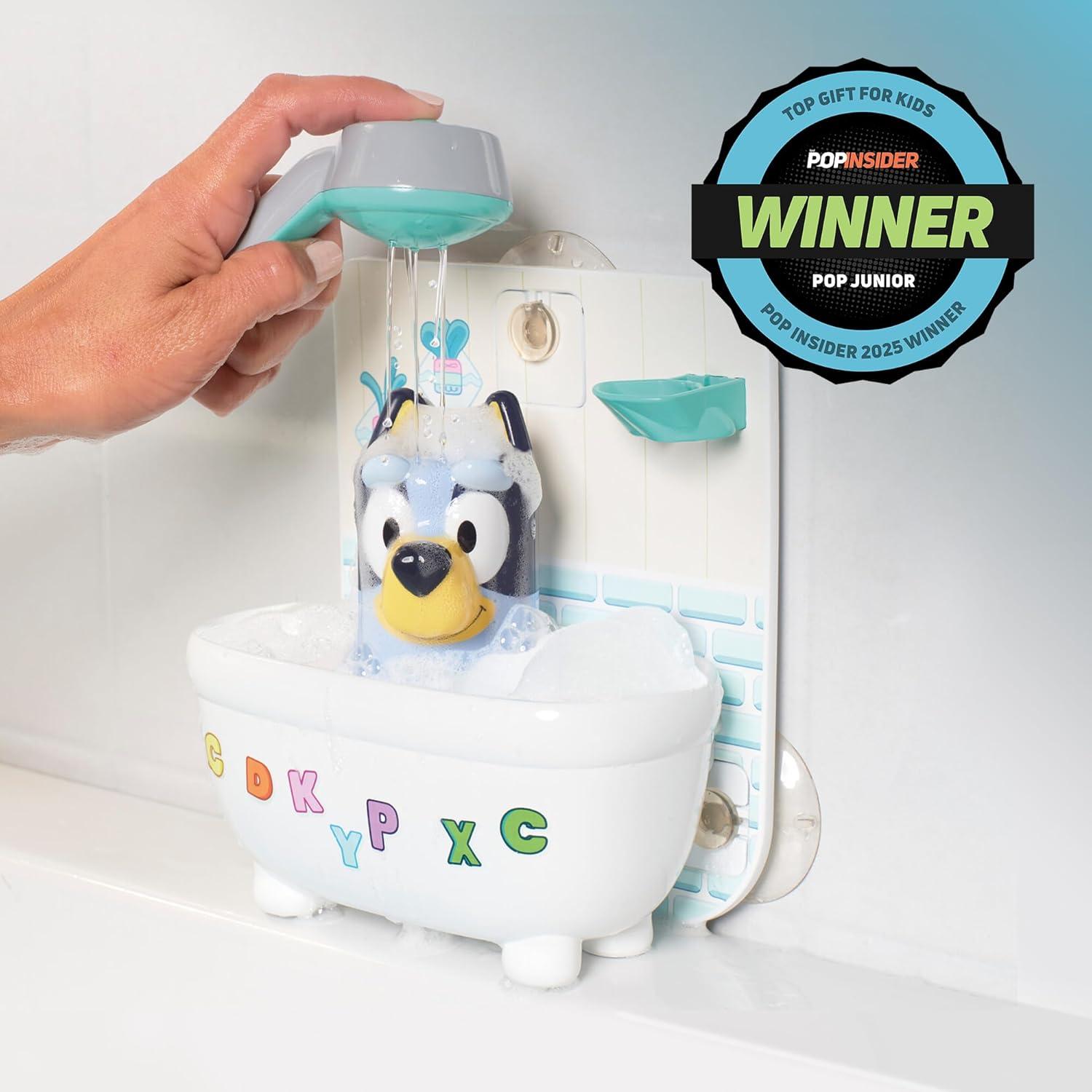 imageTOMY Toomies Shower ampamp Scrub Bluey Create Your Own Bubbles Includes Rinsing Showerhead and Removable Bluey Toy Interactive Bath Toys Ages 18 Months and Up