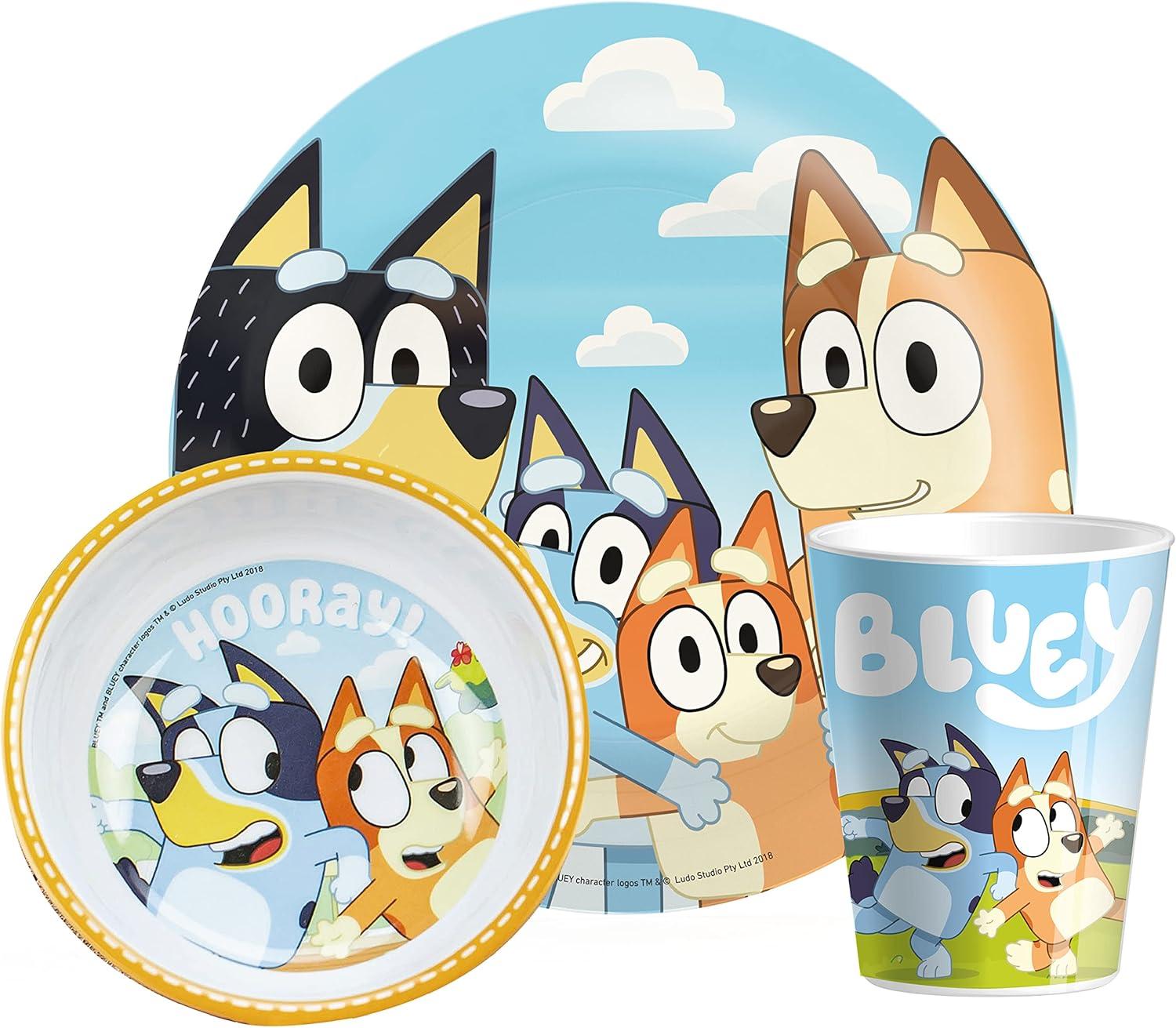 imageZak Designs Bluey Kids Dinnerware Set Includes Plate Bowl and Tumbler Made of Durable Melamine Material and Perfect for Kids 3Piece Set NonBPA