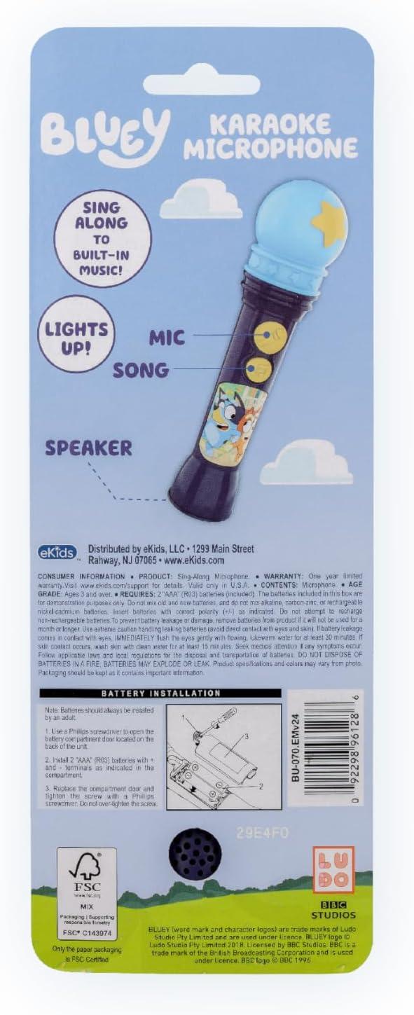 imageeKids Bluey Microphone Toy for Toddlers Includes Builtin Music and Lights Designed for Fans of Bluey Toys Great Stocking Stuffers for Kids